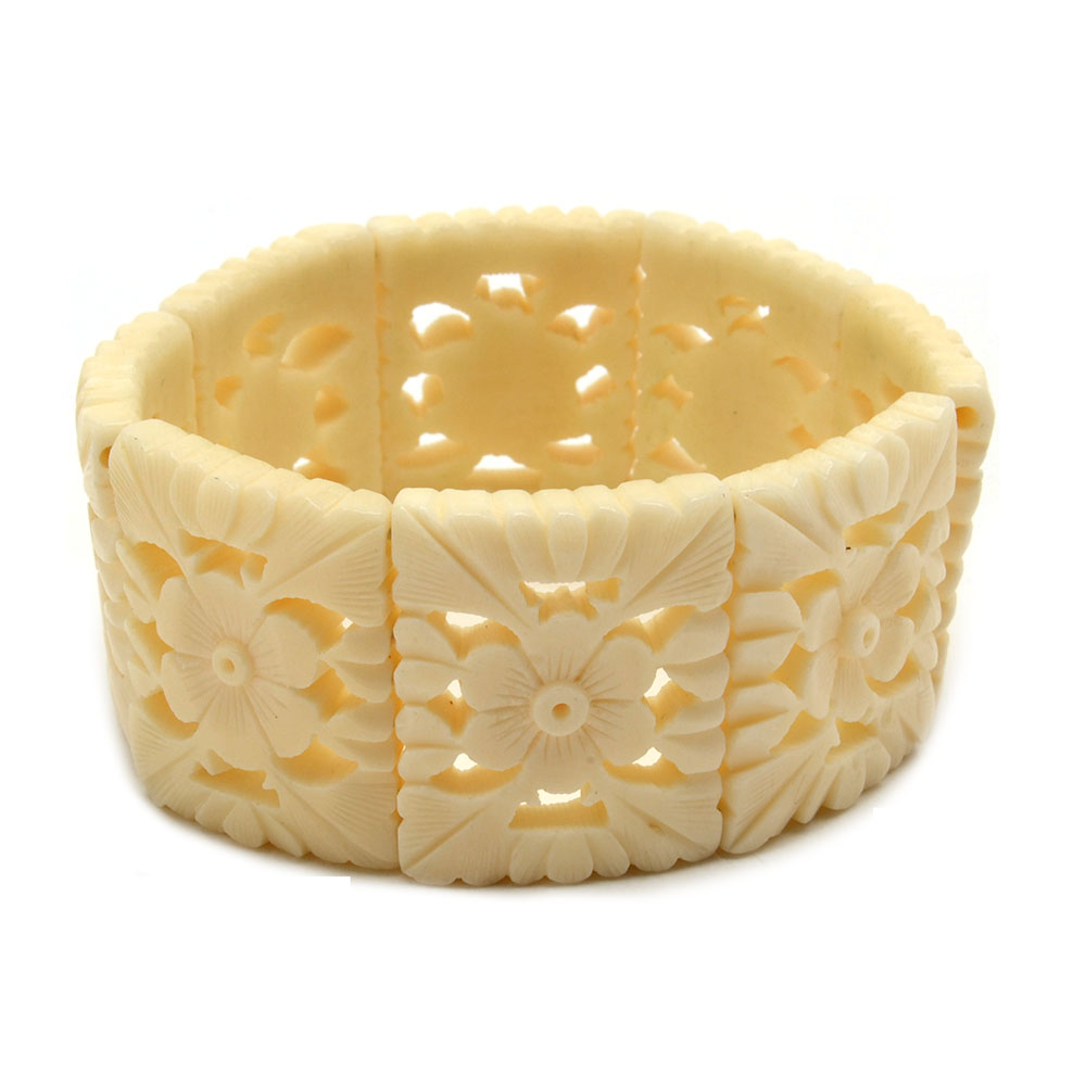 Carved Imitation Ivory Panel Bracelet