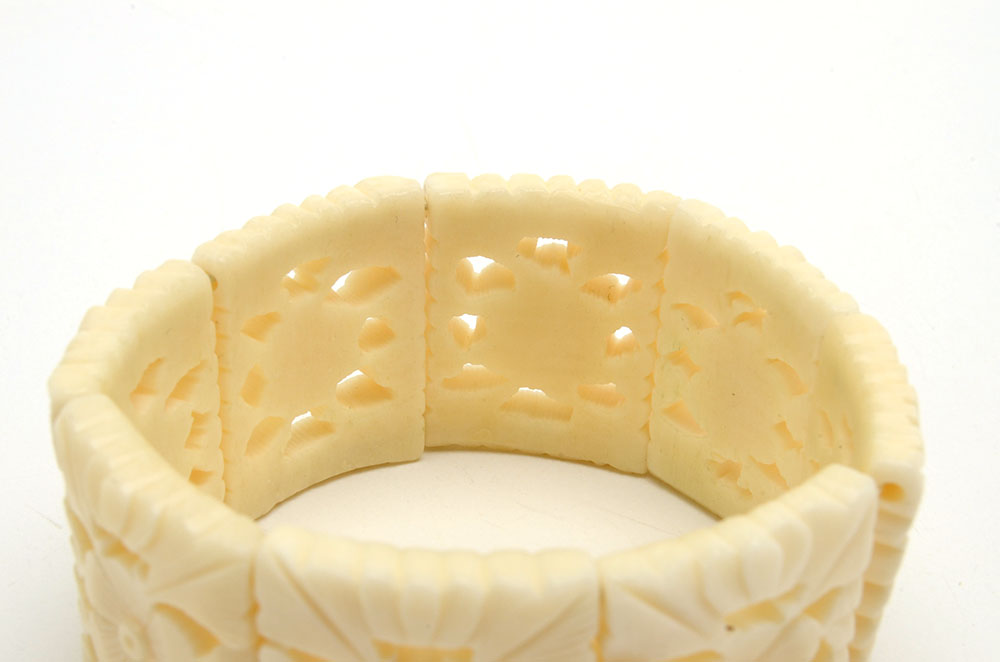 Carved Imitation Ivory Panel Bracelet