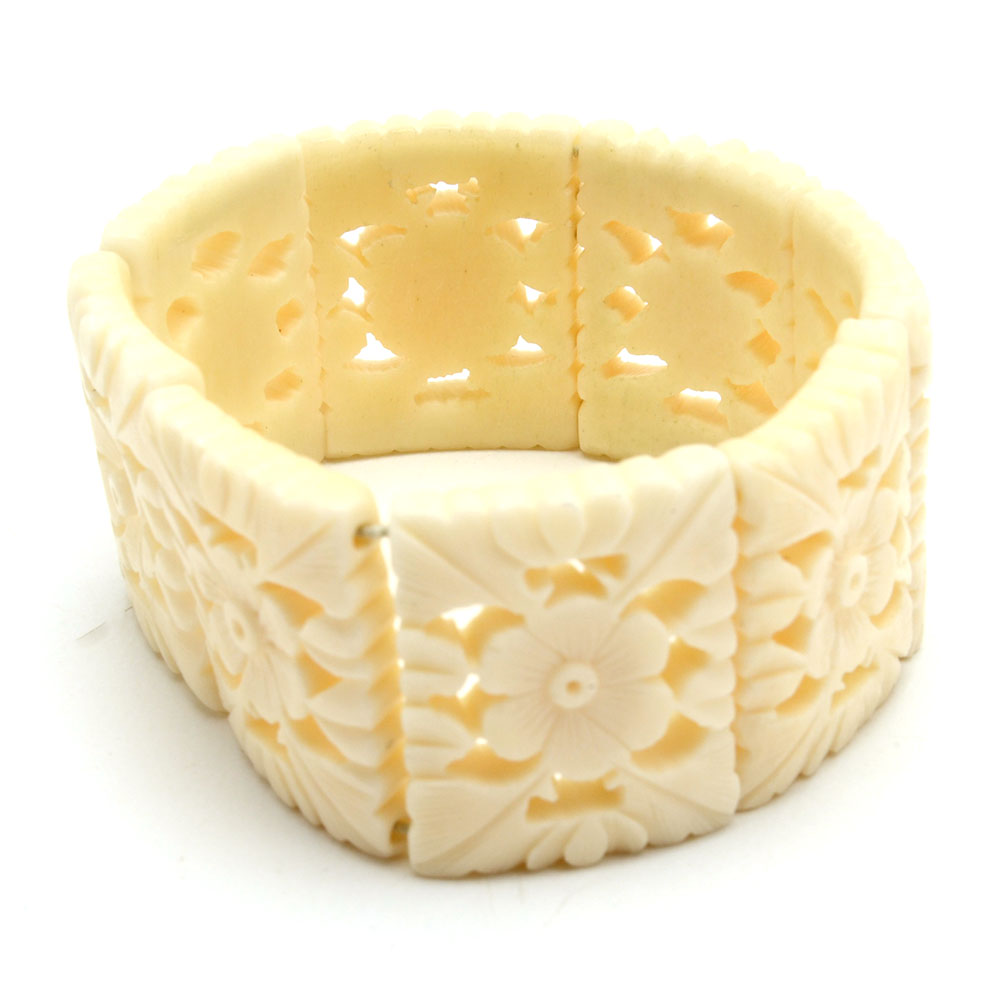 Carved Imitation Ivory Panel Bracelet