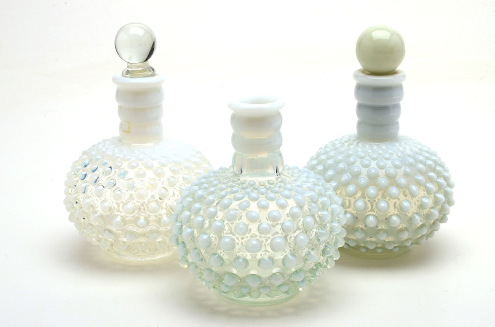 Fenton Hobnail "French Opalescent" Cologne Bottles