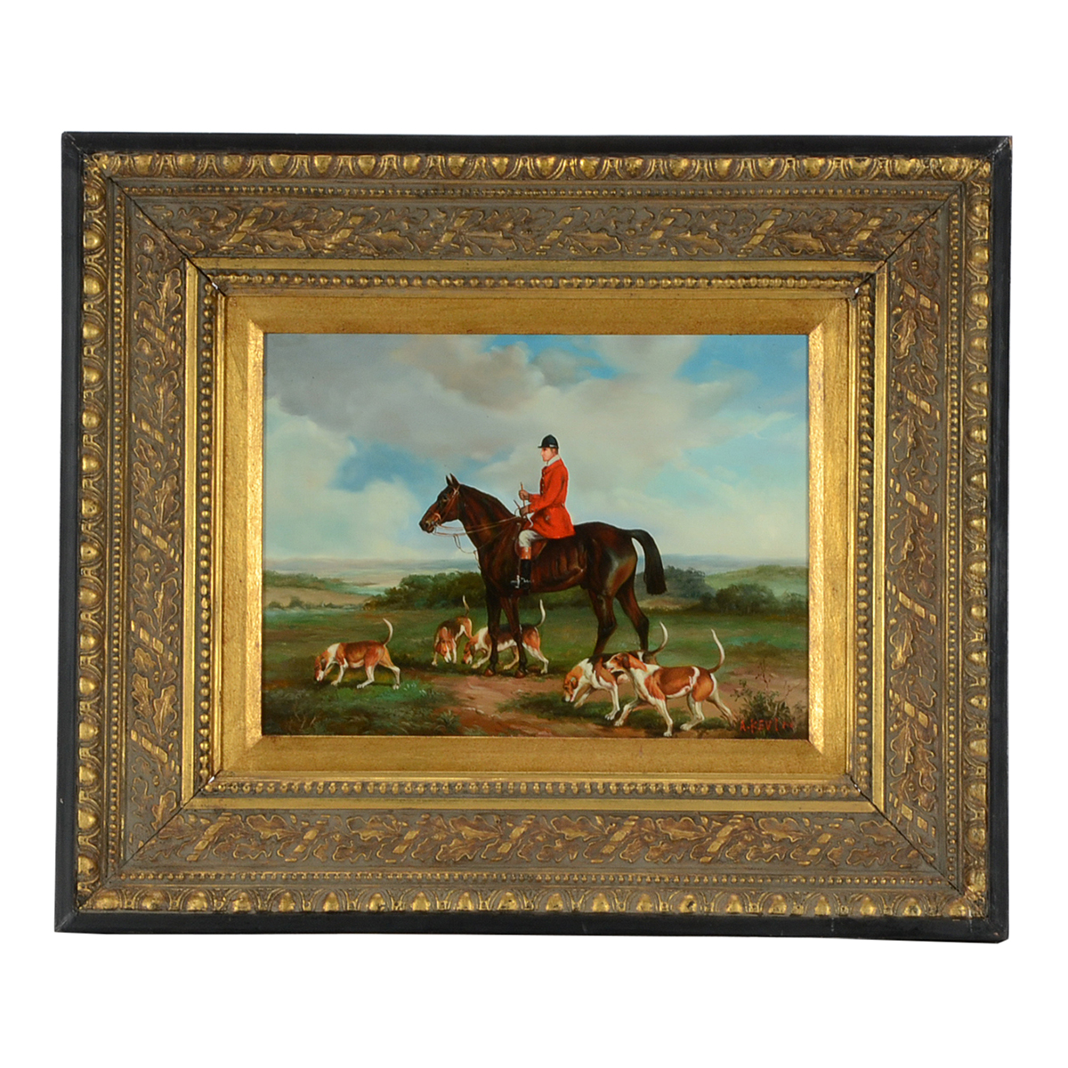 A. Kevin Original Equestrian Oil Painting on Panel