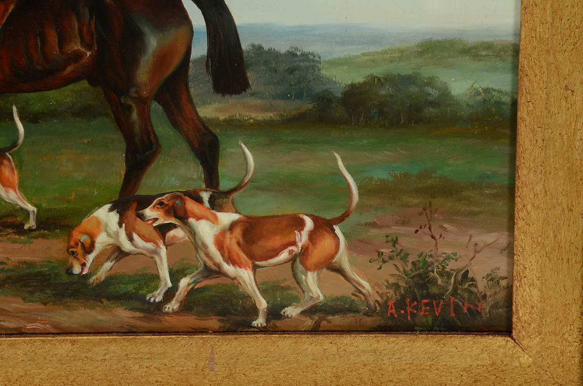 A. Kevin Original Equestrian Oil Painting on Panel