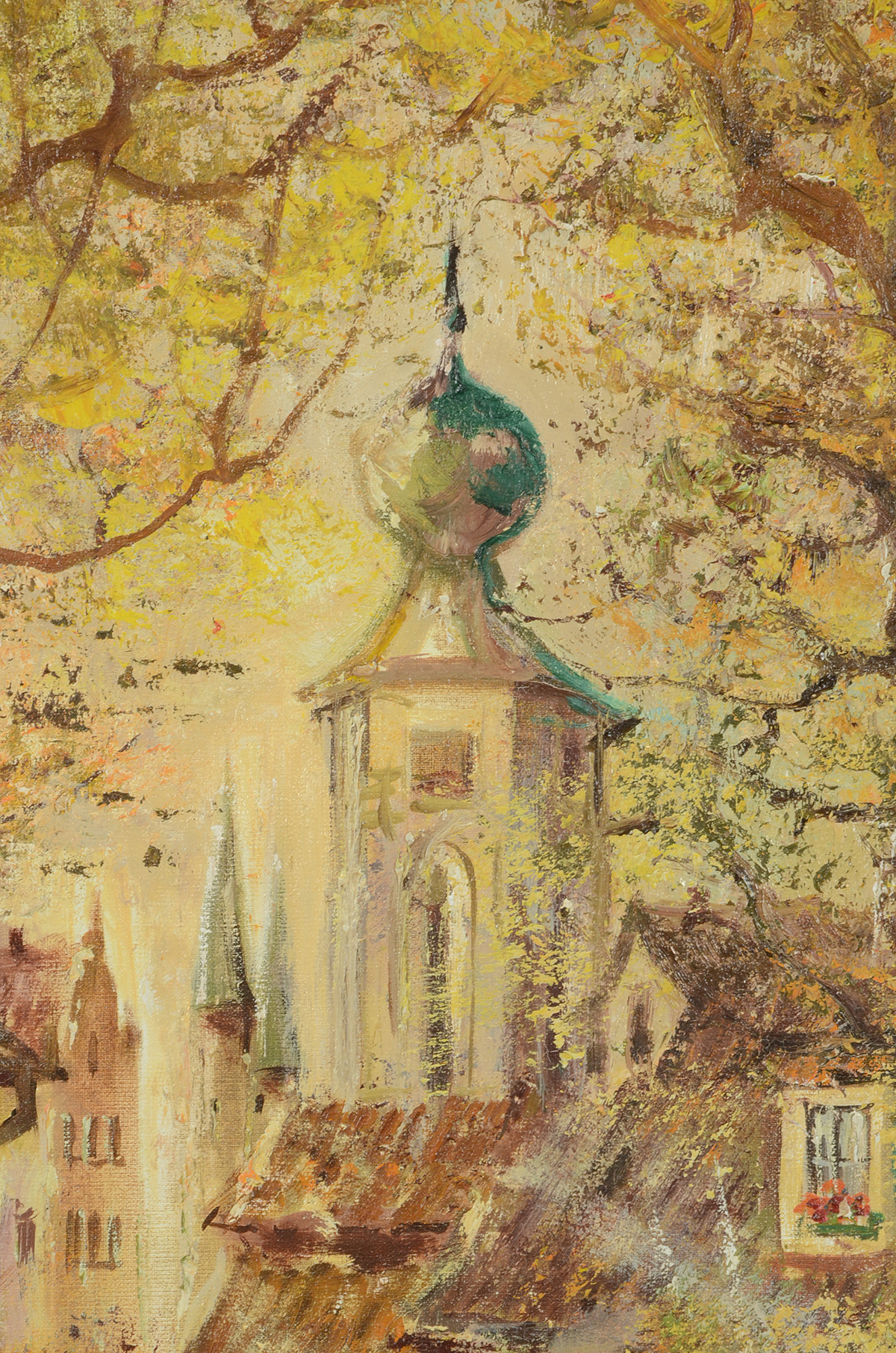 King Signed Original Oil Street Scene on Canvas