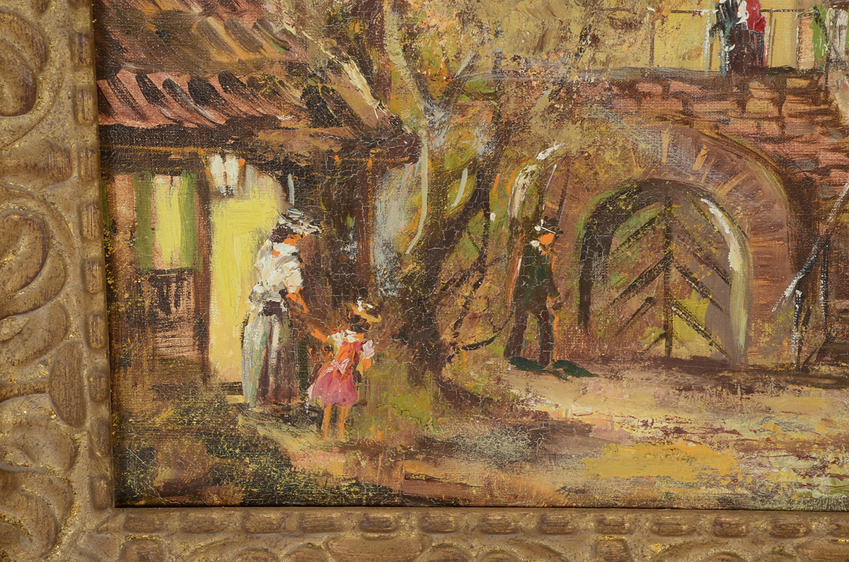 King Signed Original Oil Street Scene on Canvas