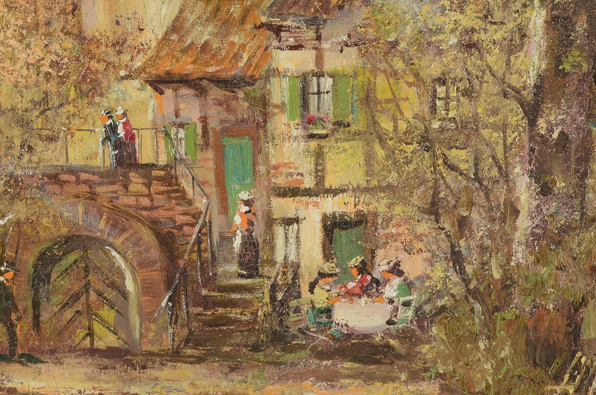 King Signed Original Oil Street Scene on Canvas