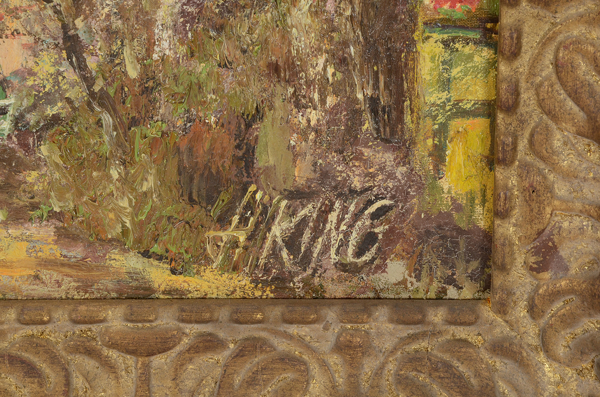 King Signed Original Oil Street Scene on Canvas