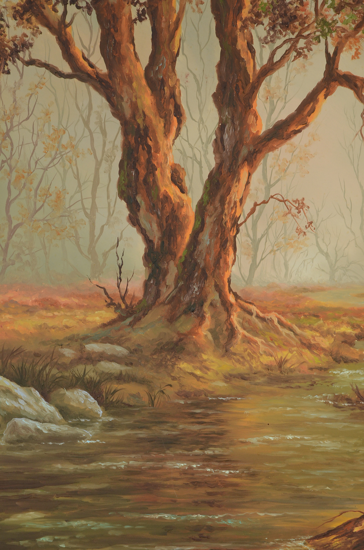 Frank Kecskes Jr. Original 1979 Tempera Landscape on Panel