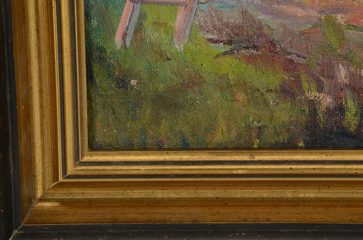 H.A. Burnham Original 1935 Oil on Board Harbor Painting