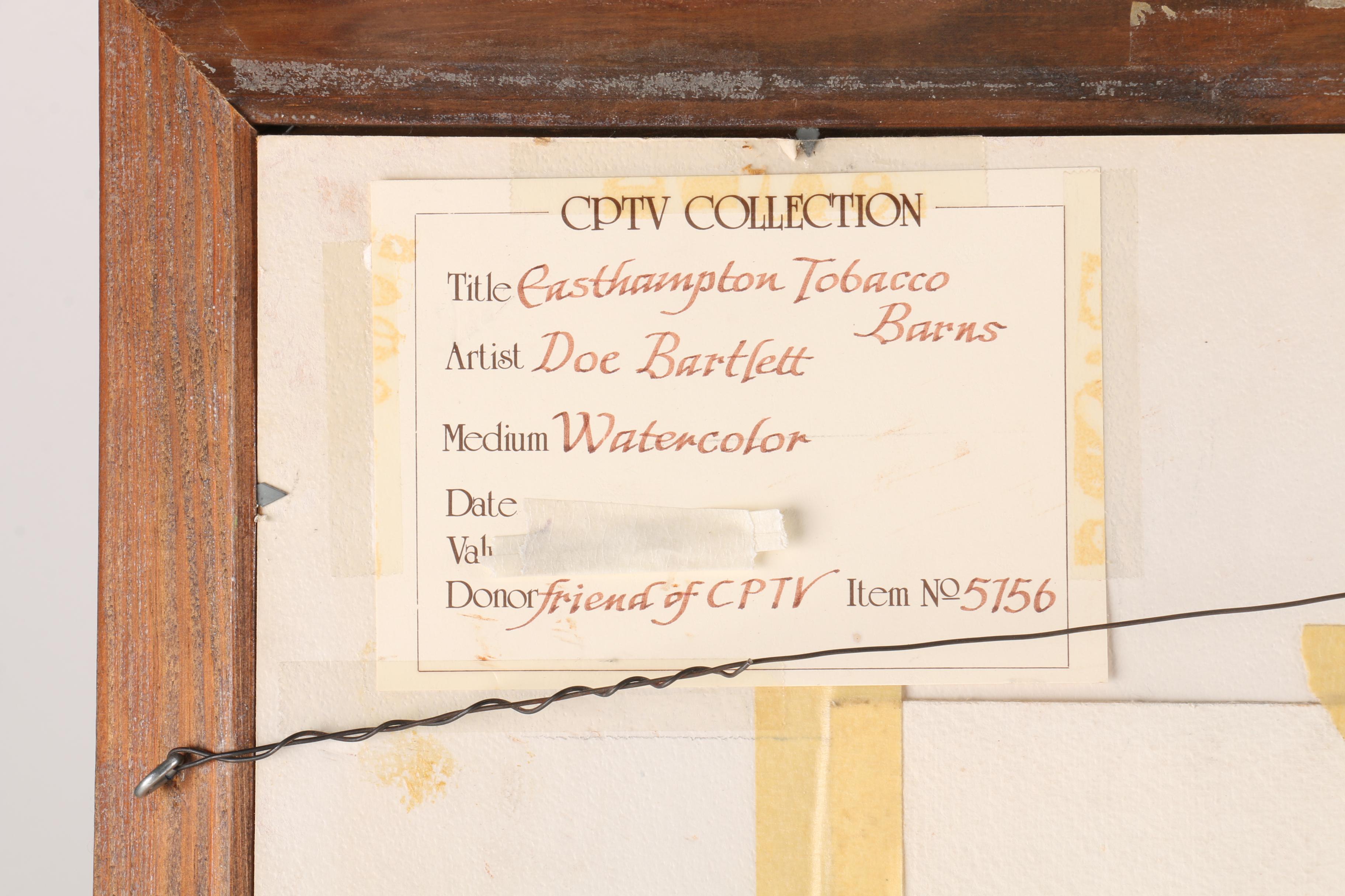 Doe Bartlett Watercolor Painting on Paper "Easthampton Tobacco Barns"