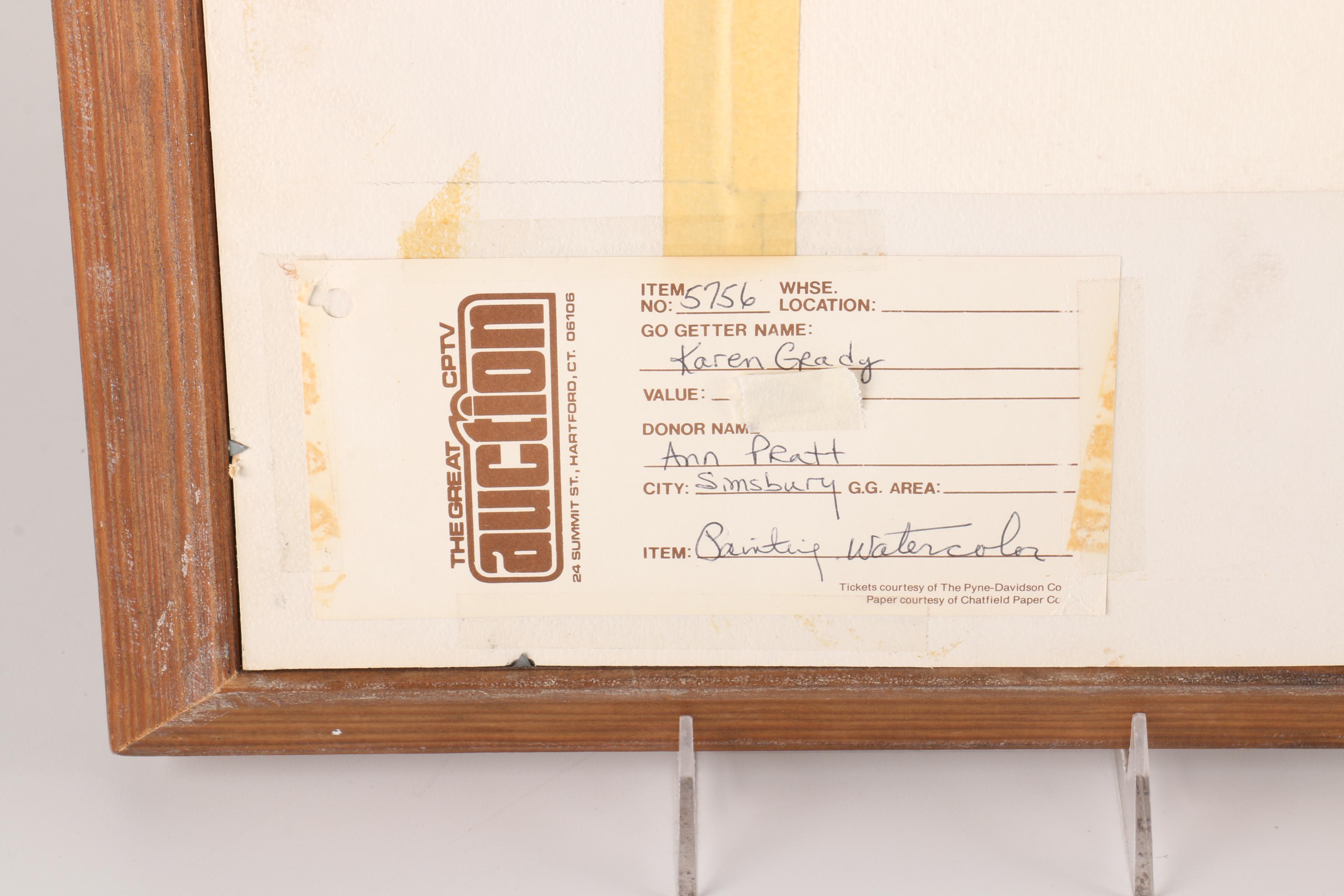 Doe Bartlett Watercolor Painting on Paper "Easthampton Tobacco Barns"