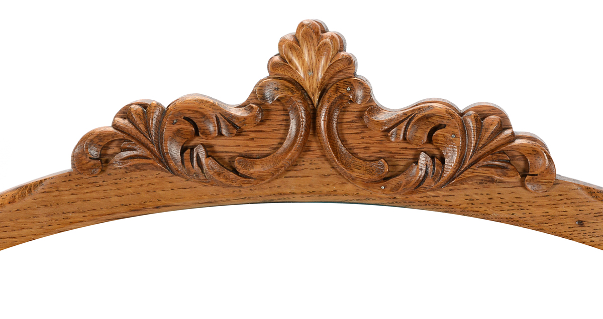 Vintage Oak Oval Wall Mirror