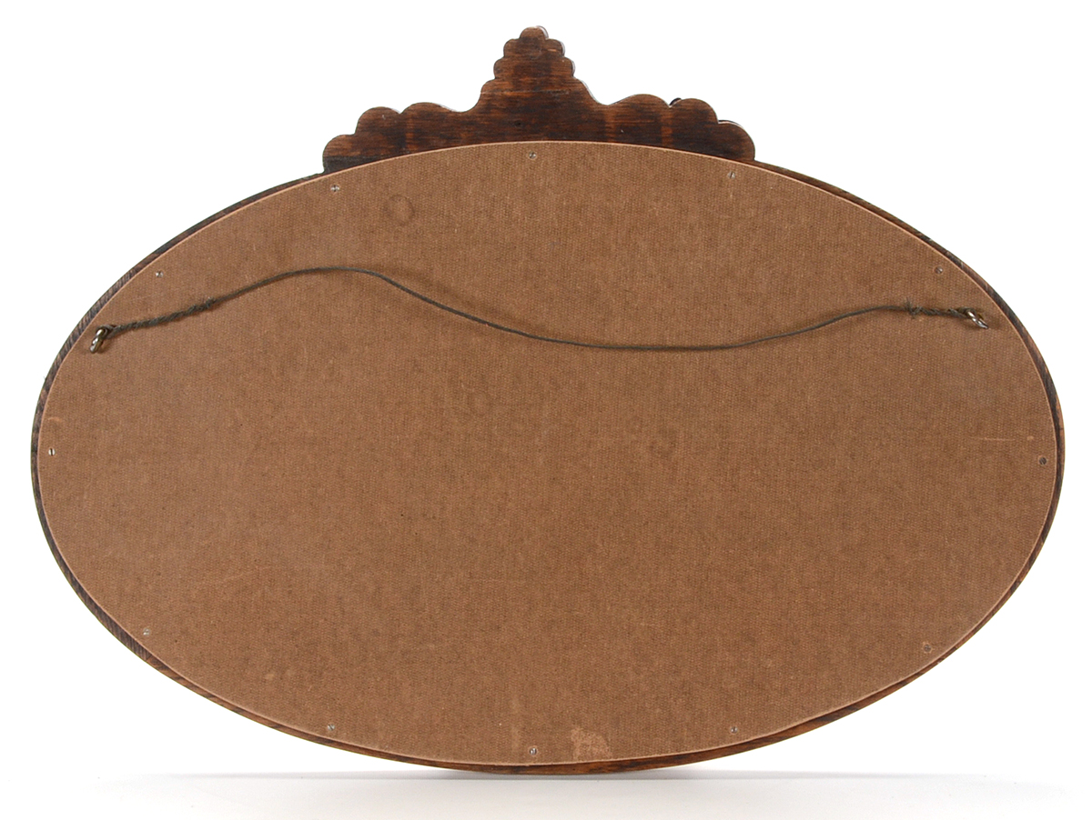 Vintage Oak Oval Wall Mirror