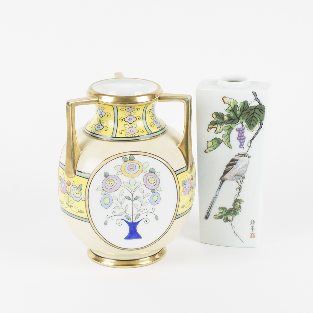 Pair of Japanese Vases Including Nippon and Fukagawa