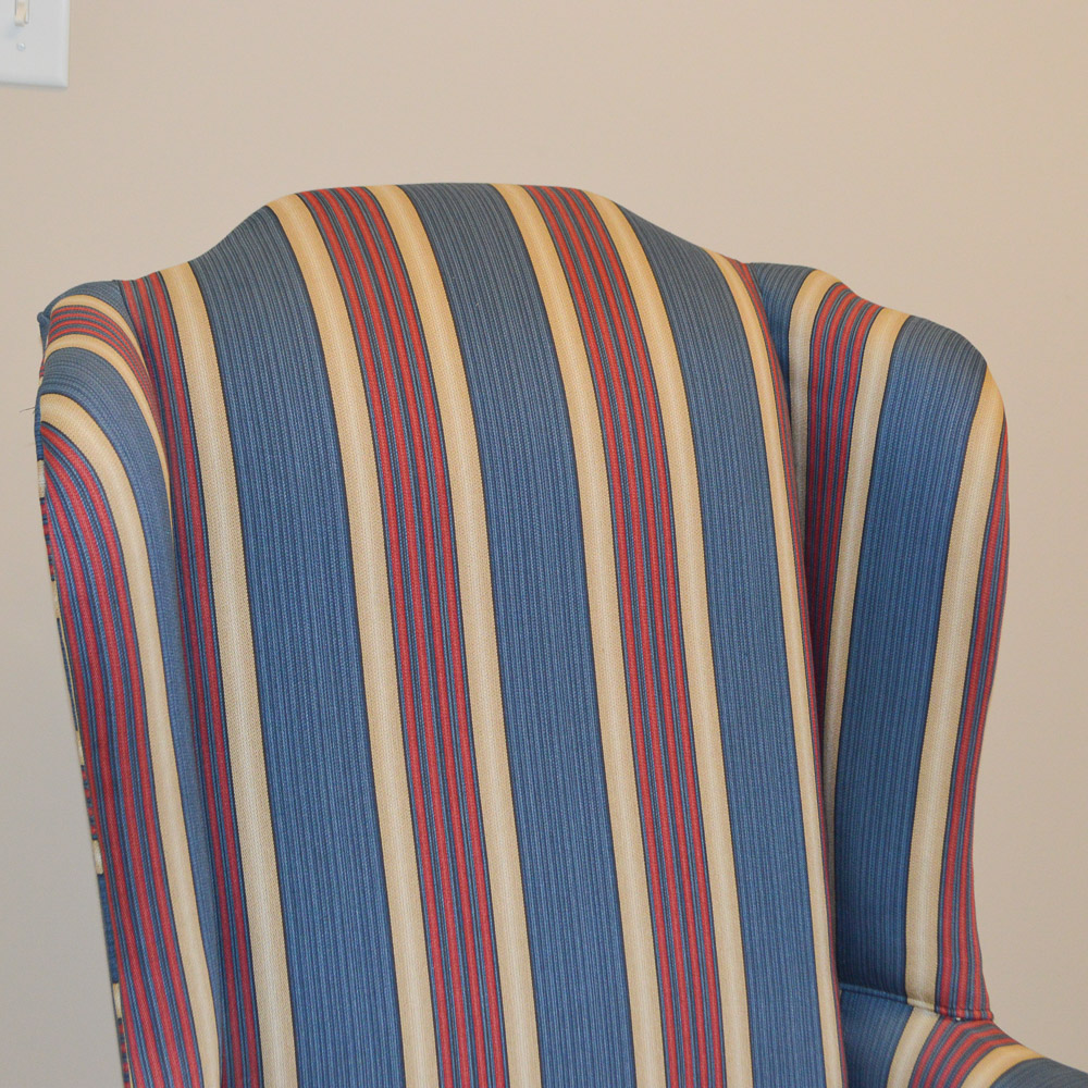 Vintage Queen Anne Style Wing Back Chair