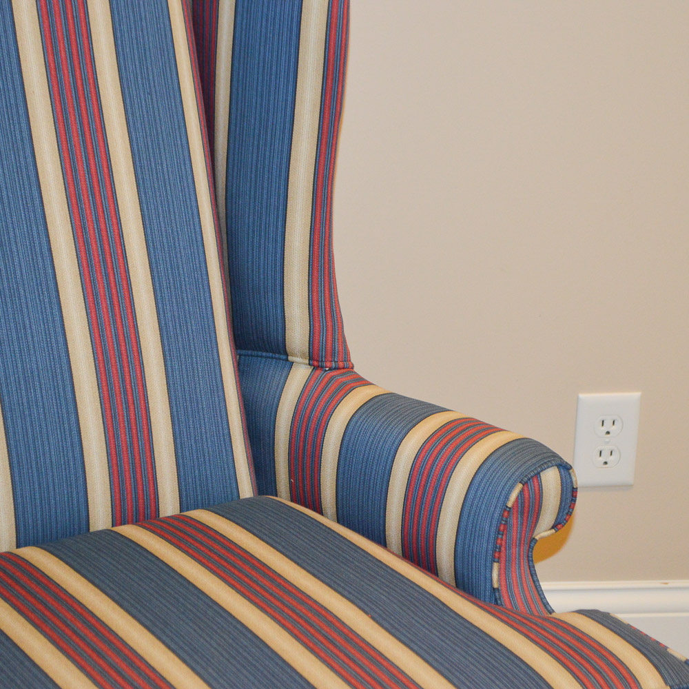 Vintage Queen Anne Style Wing Back Chair