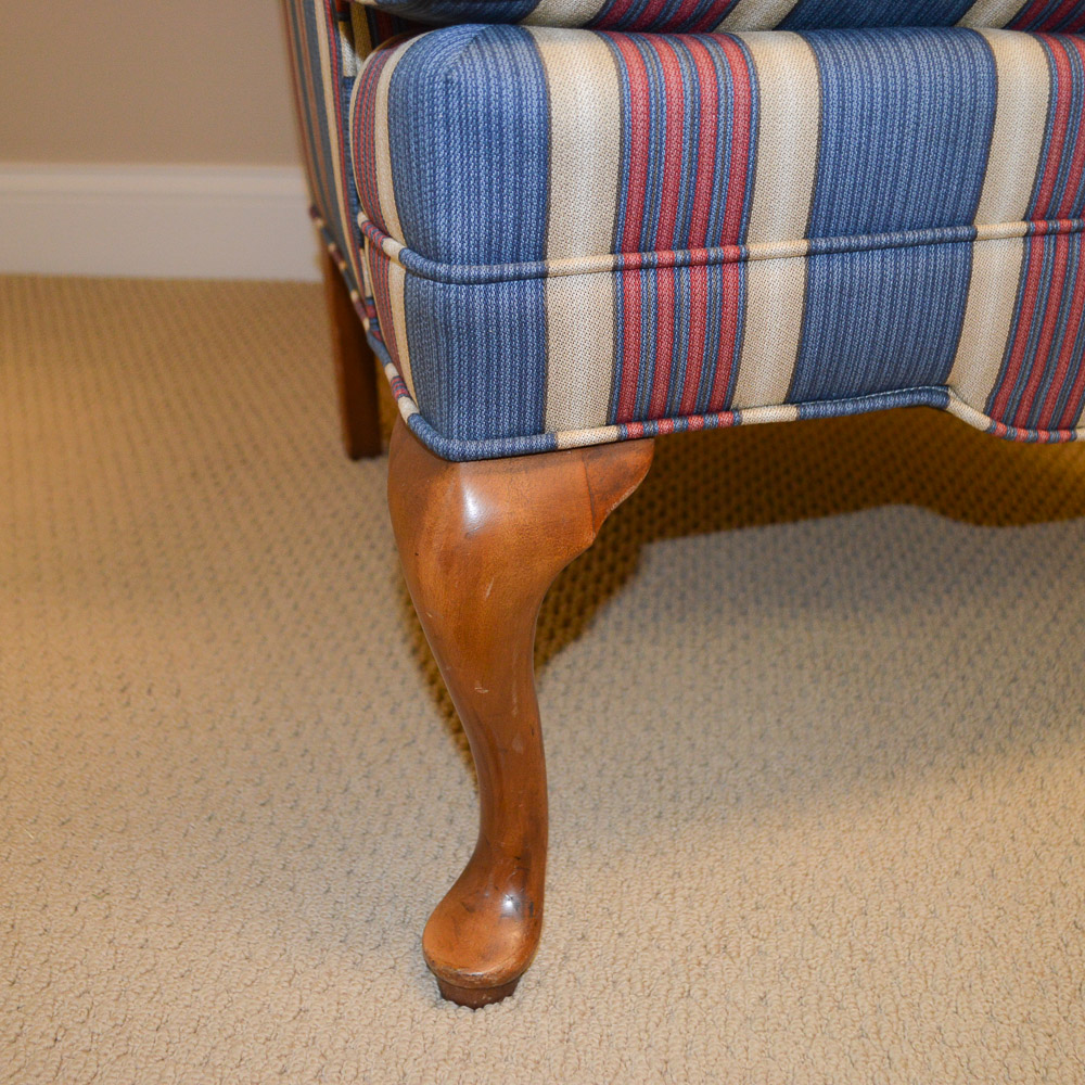 Vintage Queen Anne Style Wing Back Chair