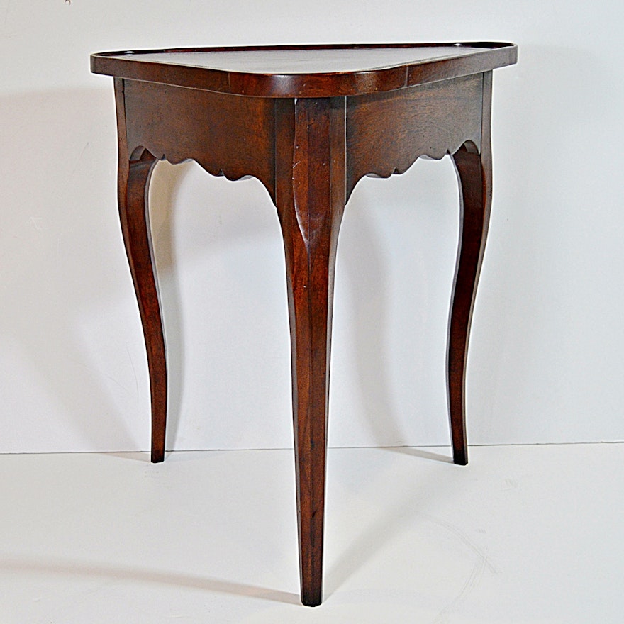 Queen Anne Style Mahogany Leather Top Tripod Side Table