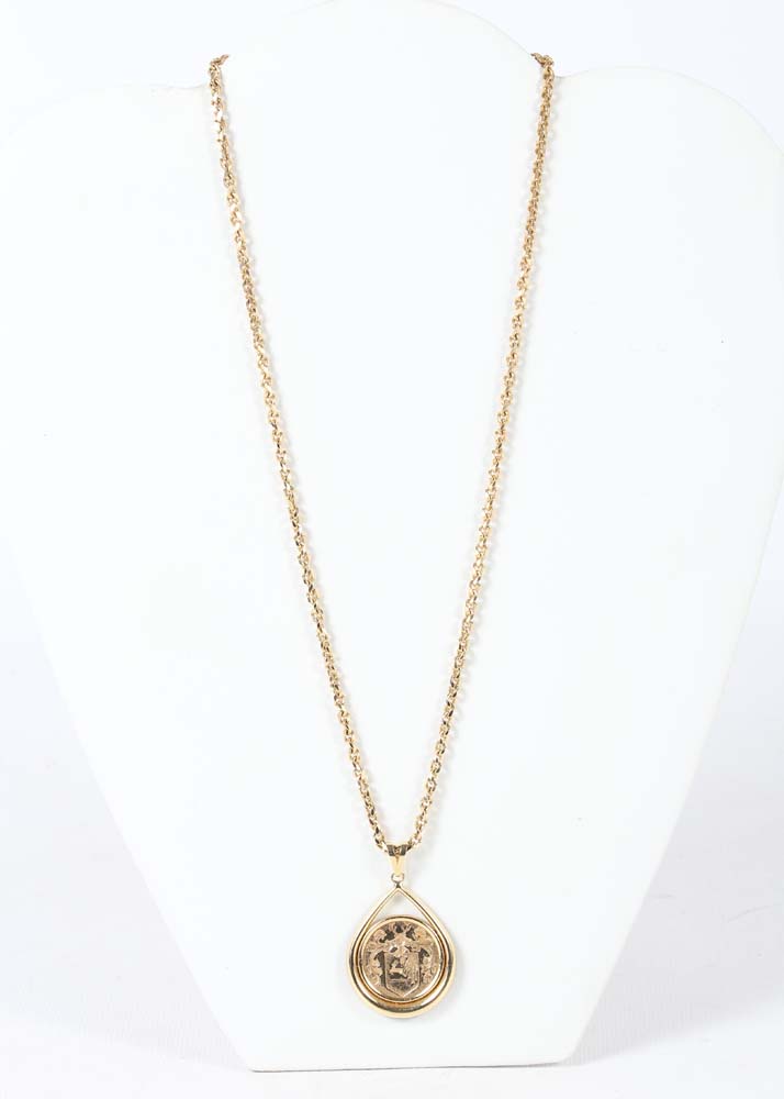 14K Gold Coat of Arms Pendant in Frame