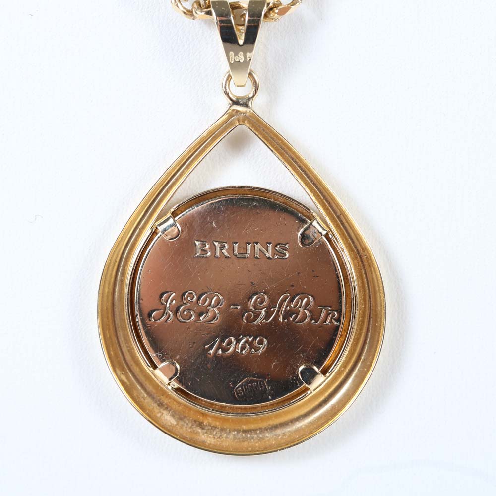 14K Gold Coat of Arms Pendant in Frame