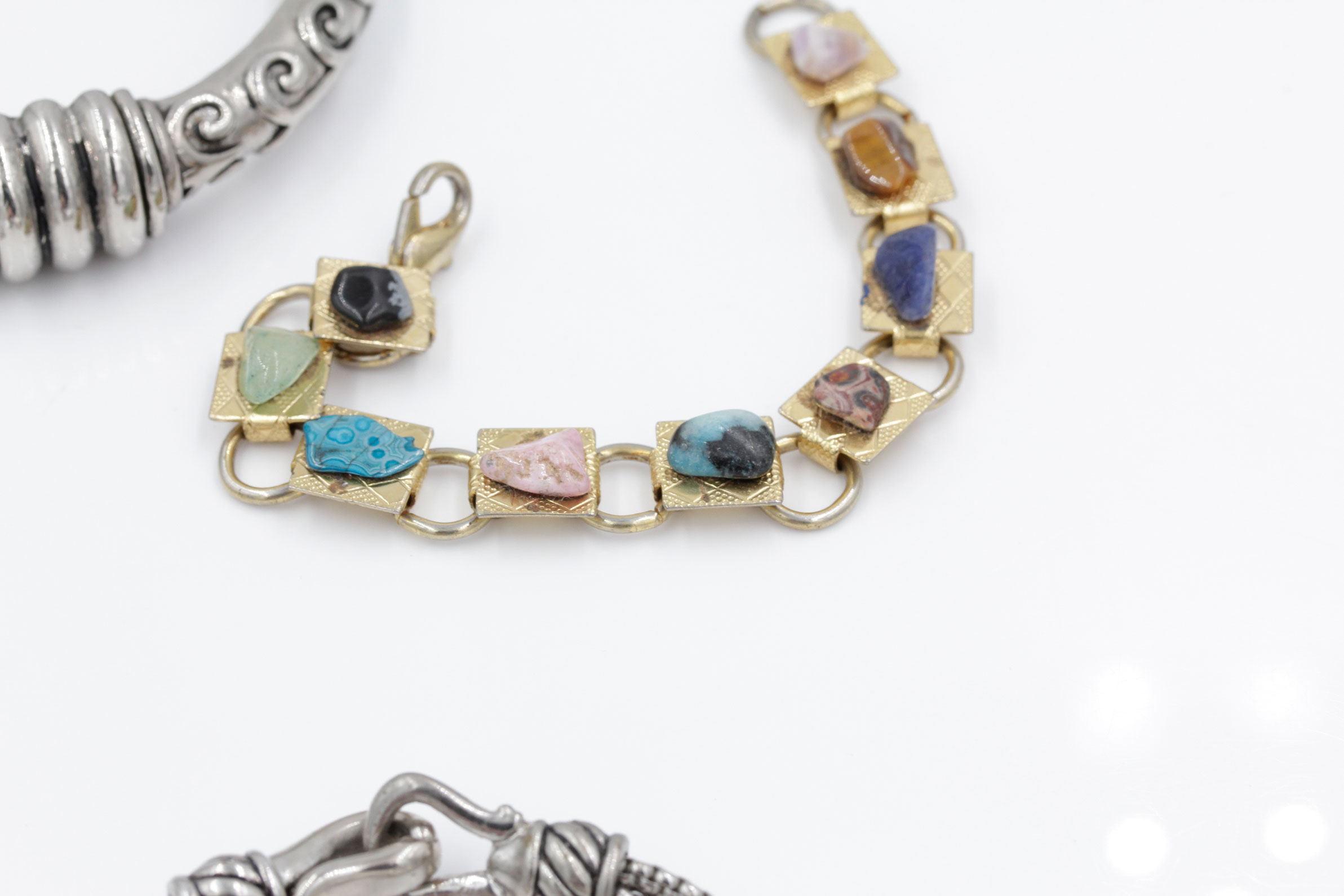 Three Fashion Bracelets and Turtle Brooch