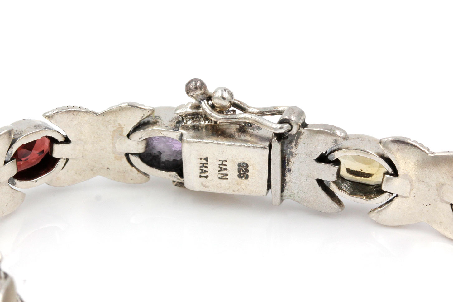 Sterling Silver Bracelet with Marcasite and Gemstones