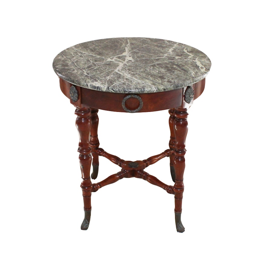 Theodore And Alexander Marble Top Cherry Accent Table