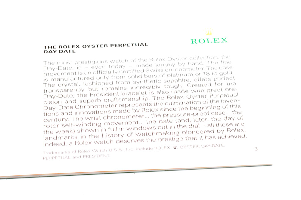 18K Yellow Gold Rolex Presidential Watch