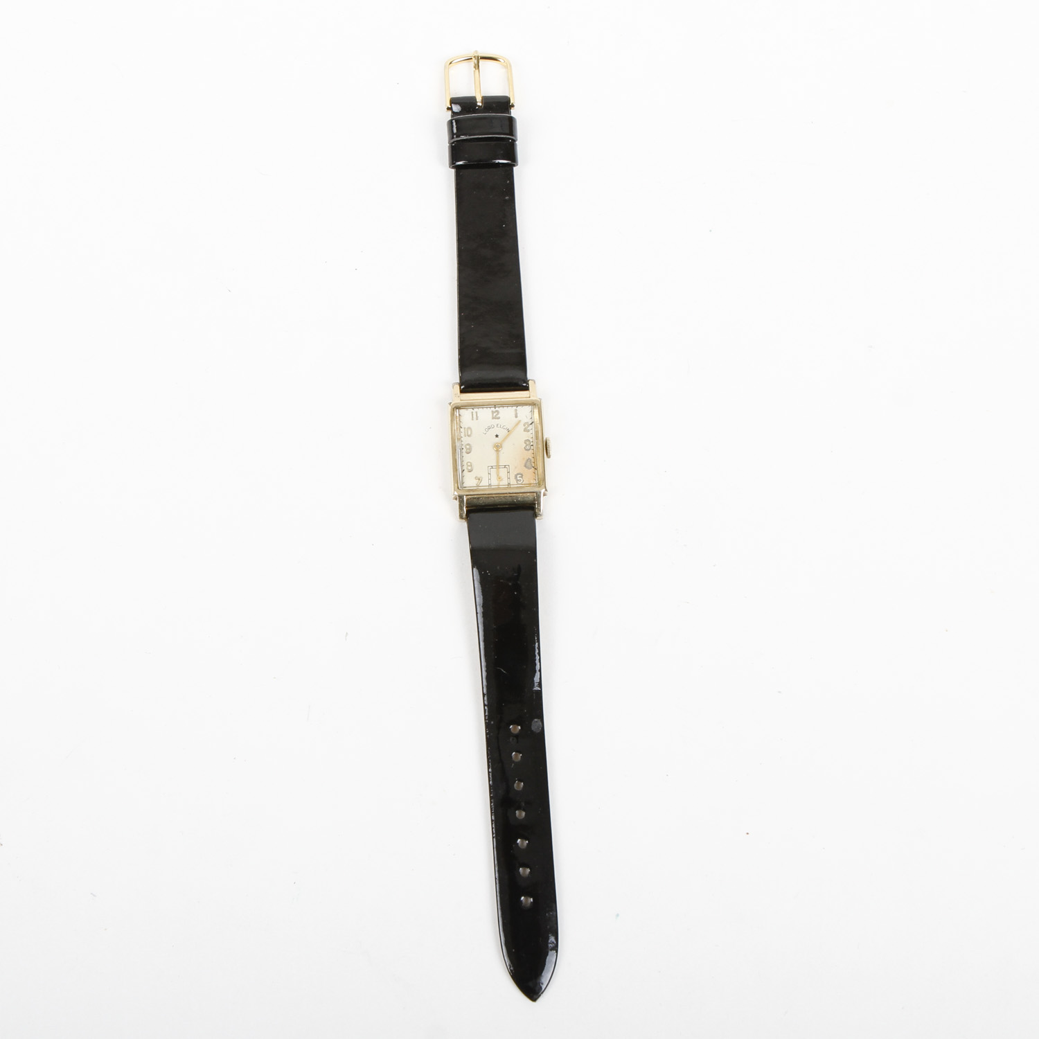 Vintage Lord Elgin Watch with Patent Leather Strap