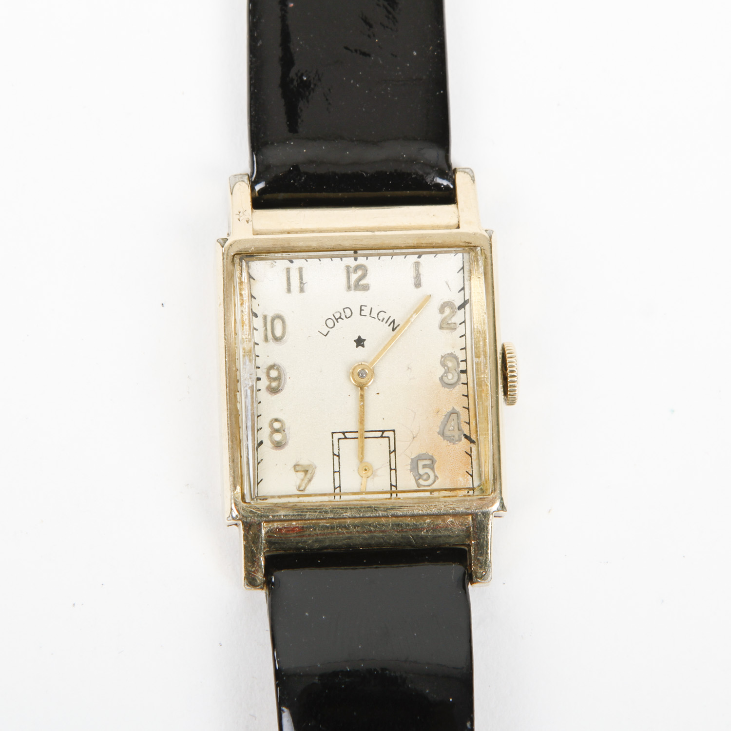 Vintage Lord Elgin Watch with Patent Leather Strap