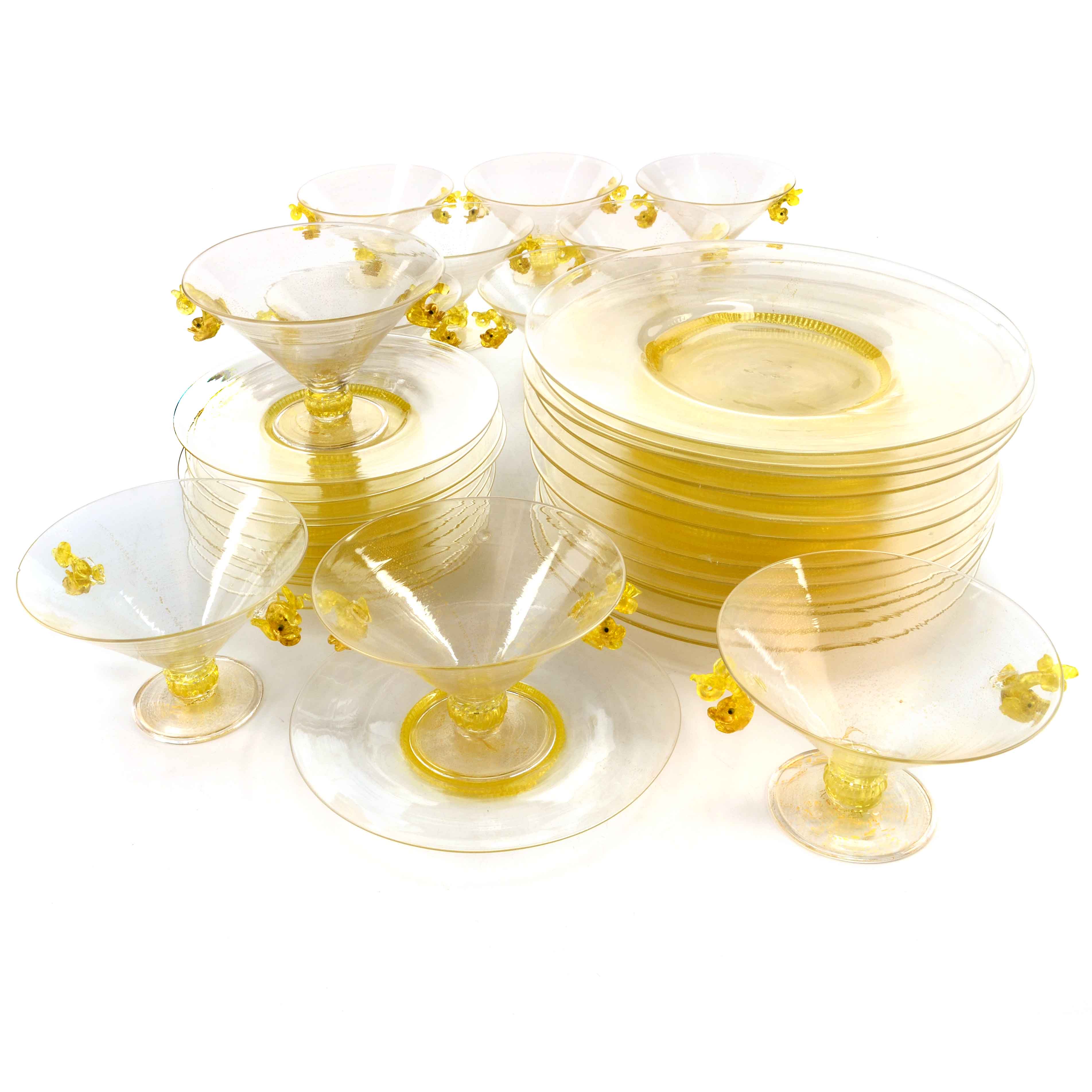Hand Blown Glass Murano Saiviati Luncheon Set