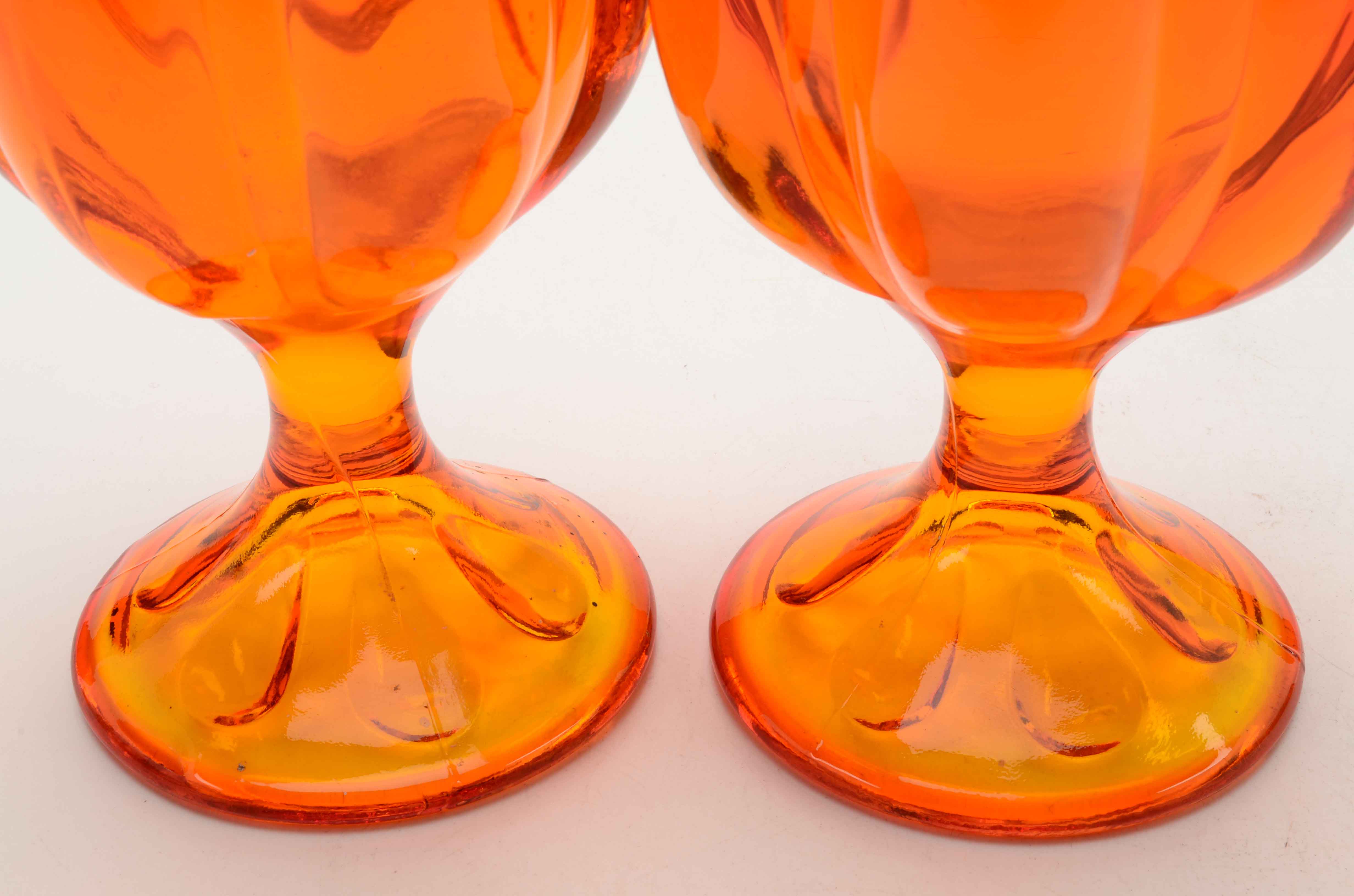 Orange Swung Art Glass Vases