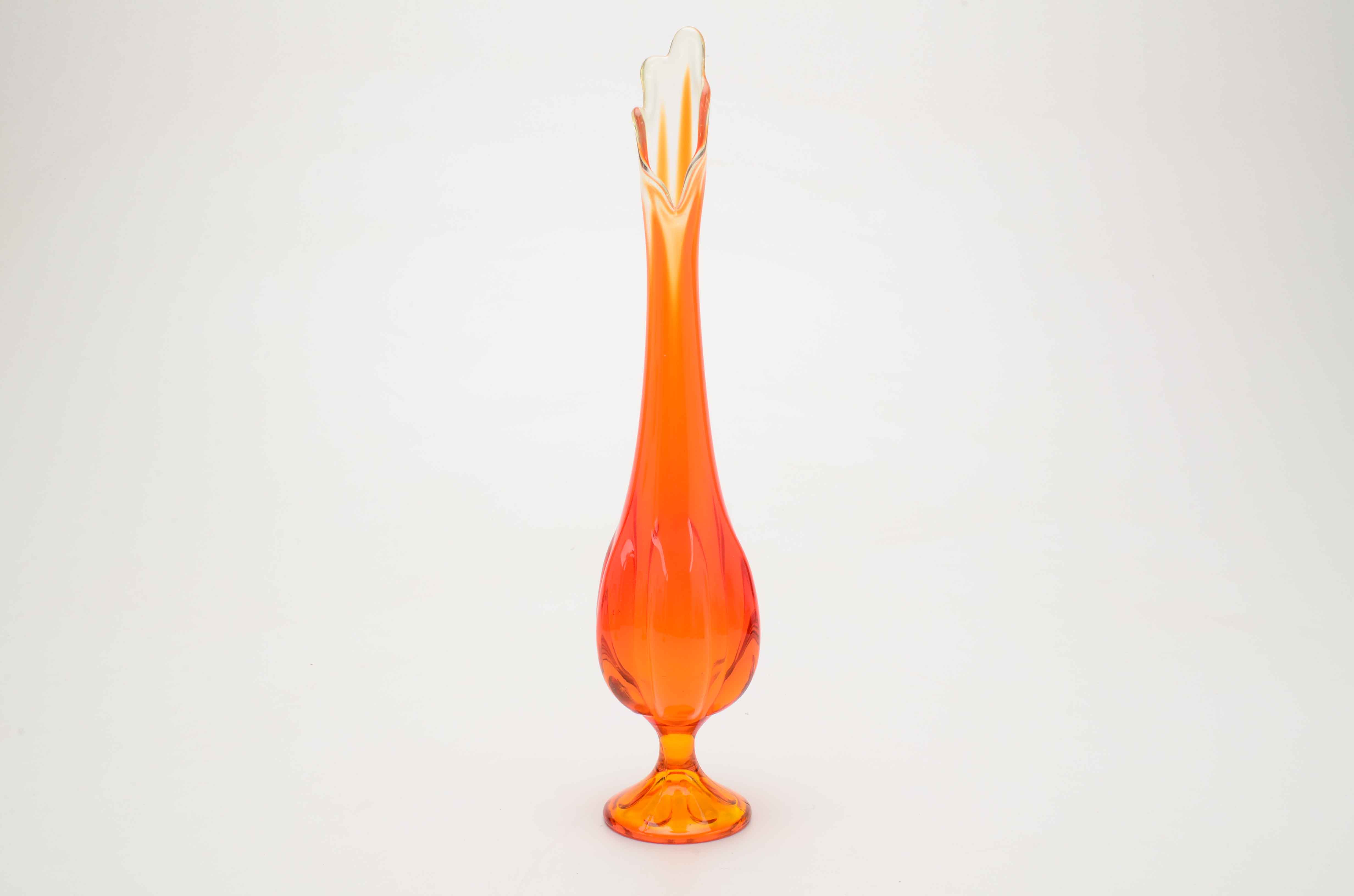 Orange Swung Art Glass Vases