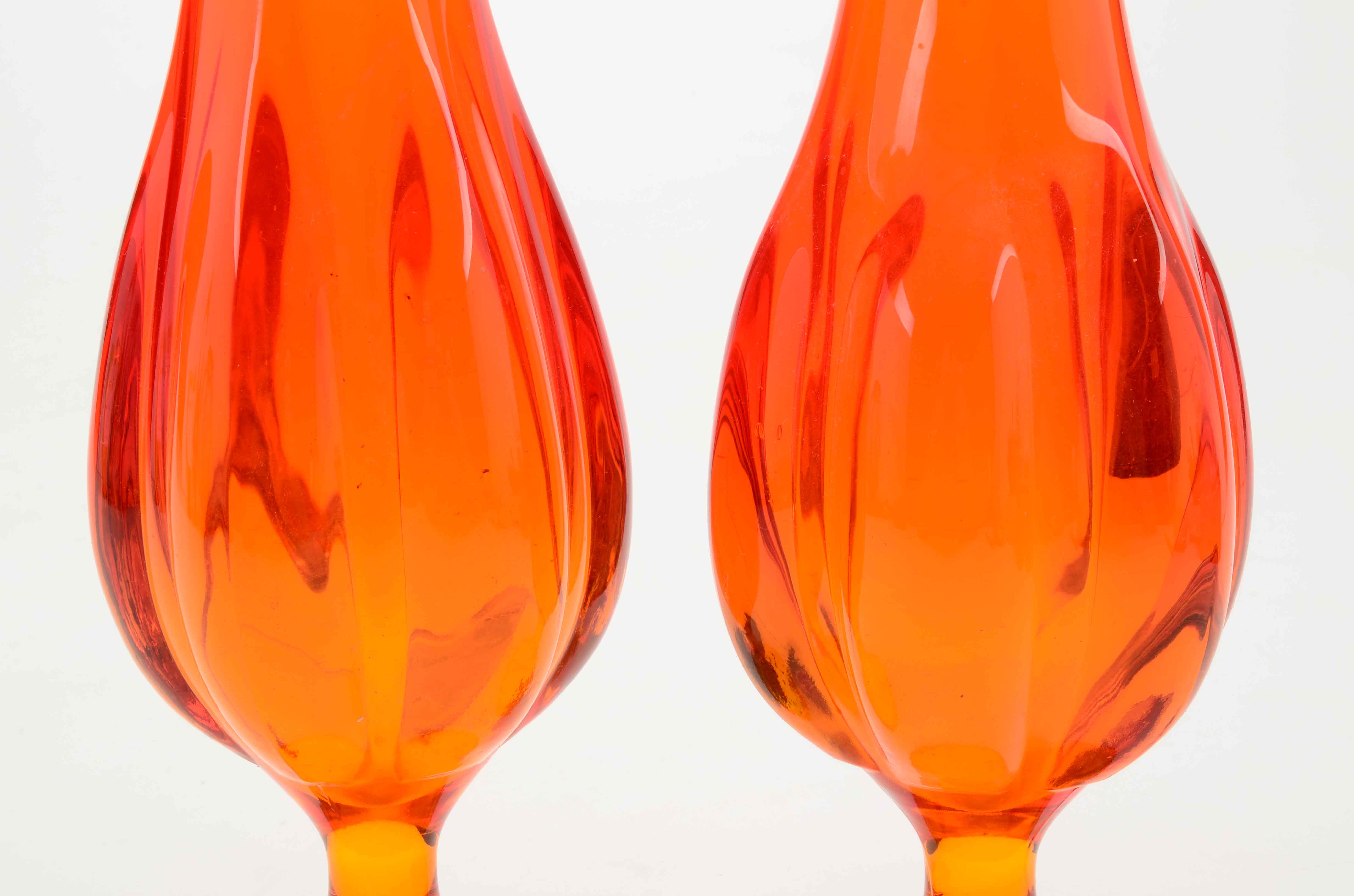 Orange Swung Art Glass Vases