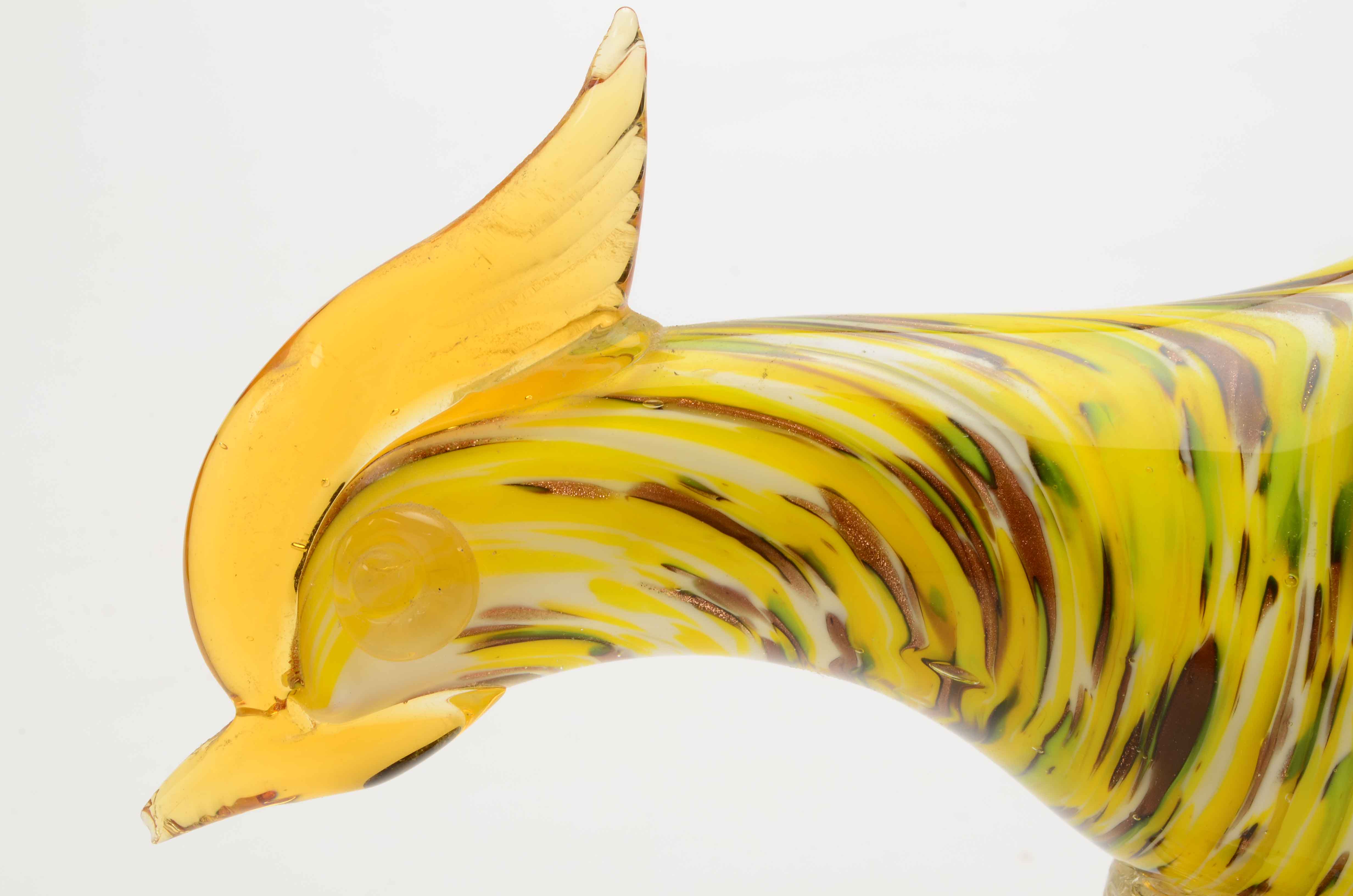 Murano Style Art Glass Rooster Figurine