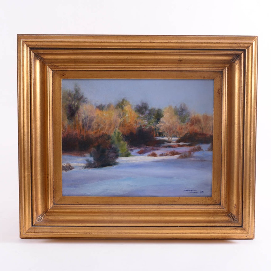 Barbara Chenault Winterscape Original Oil Painting on Canvas