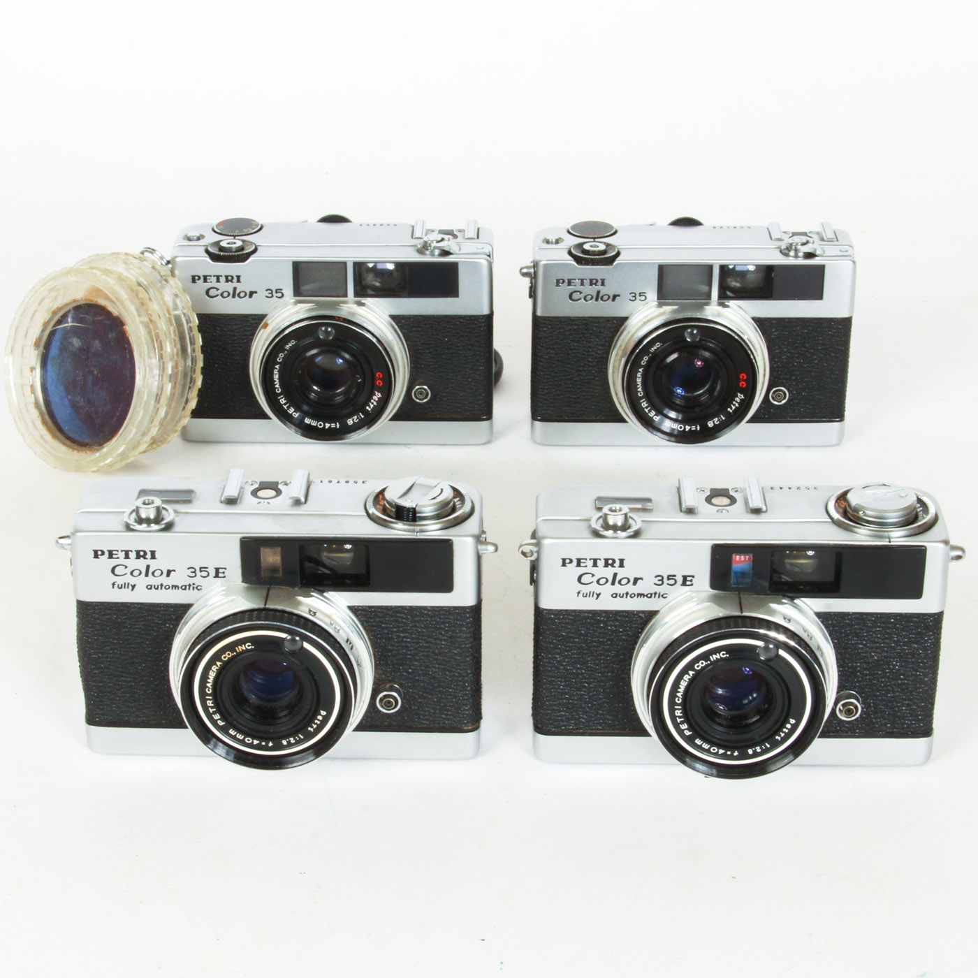 Collection of Petri Color 35E Cameras and a Pair of Petri Filters