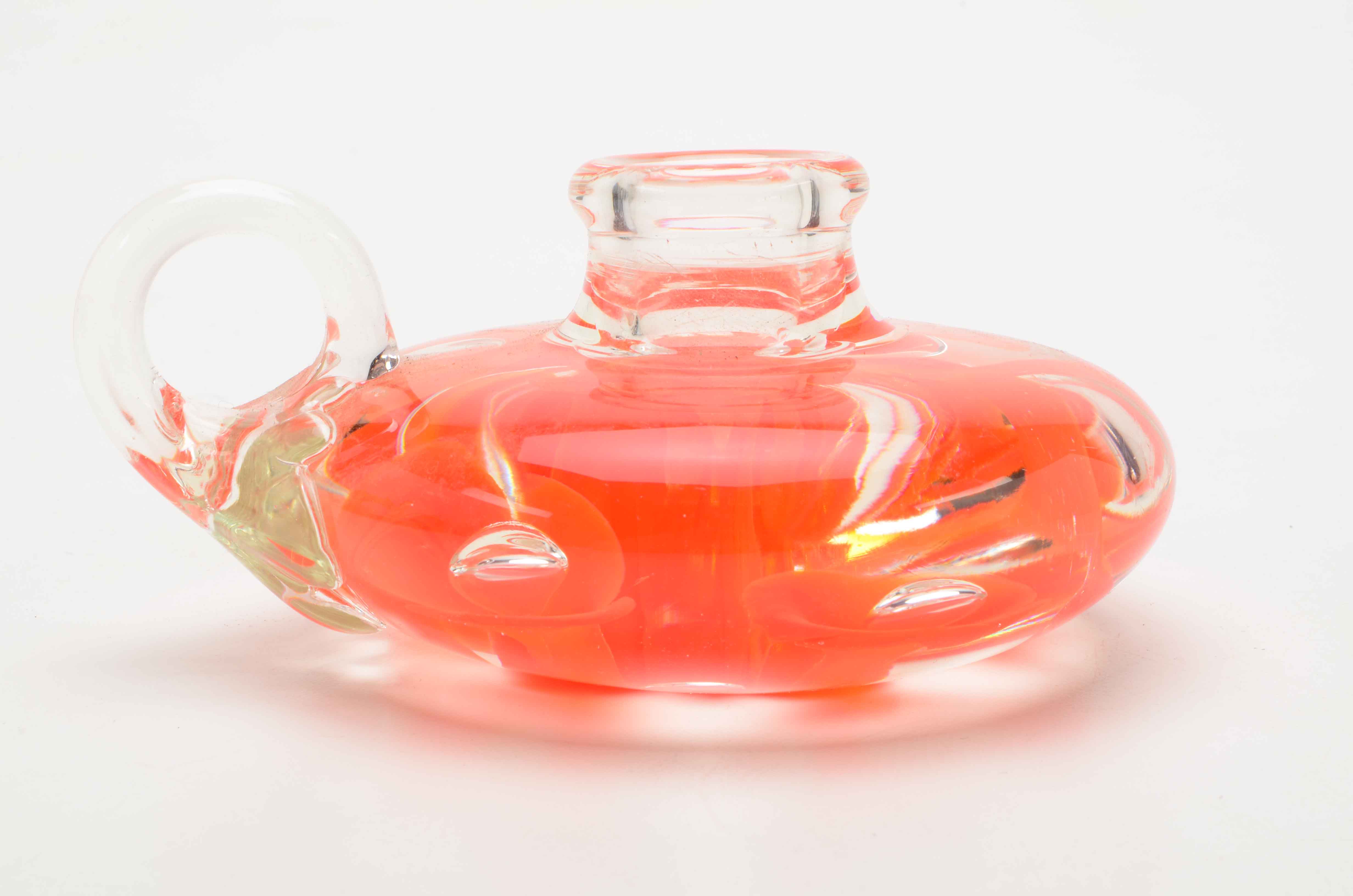 Signed Joe St Clair Art Glass Candleholders