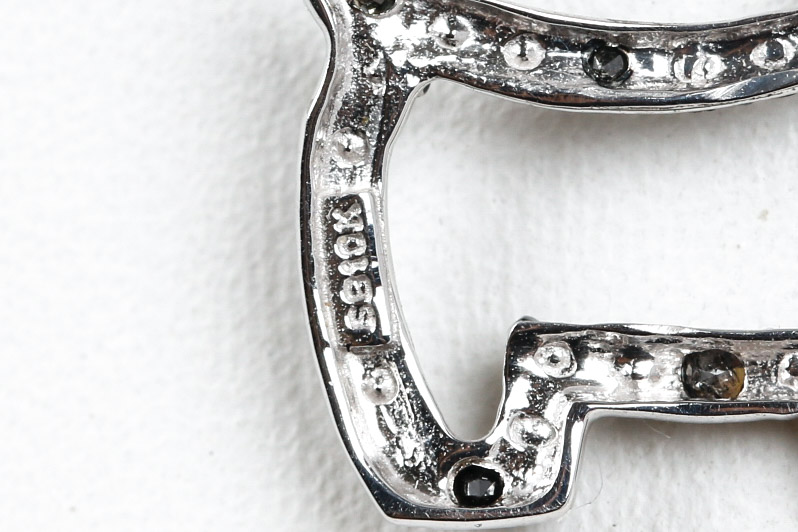 10K White Gold and Black Diamond Scottie Dog Pendant Necklace