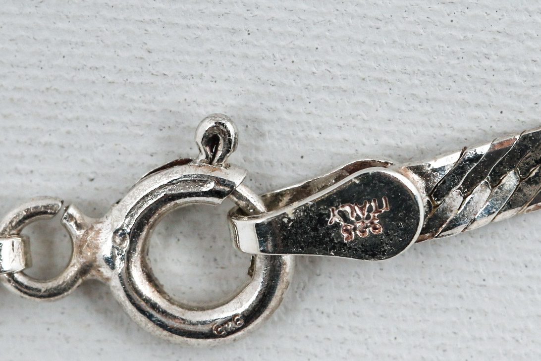 Sterling Silver Herringbone Chain Necklace