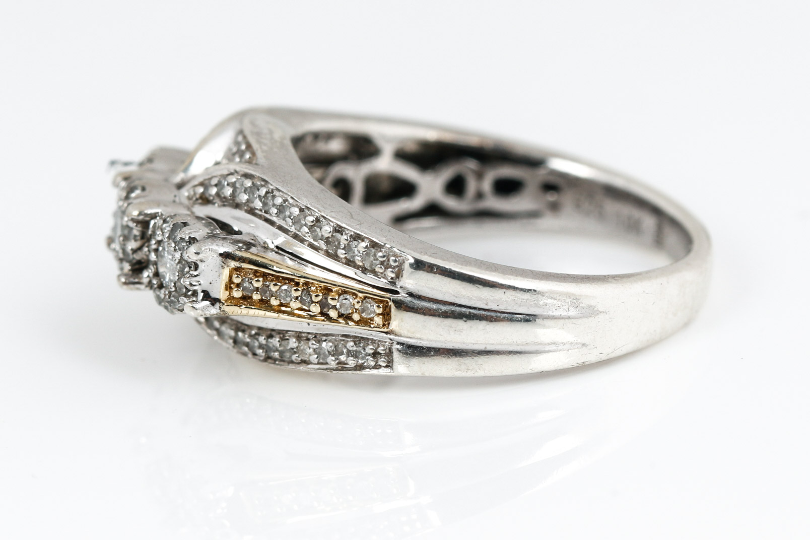 10K Yellow Gold, Sterling Silver and Diamond Ring
