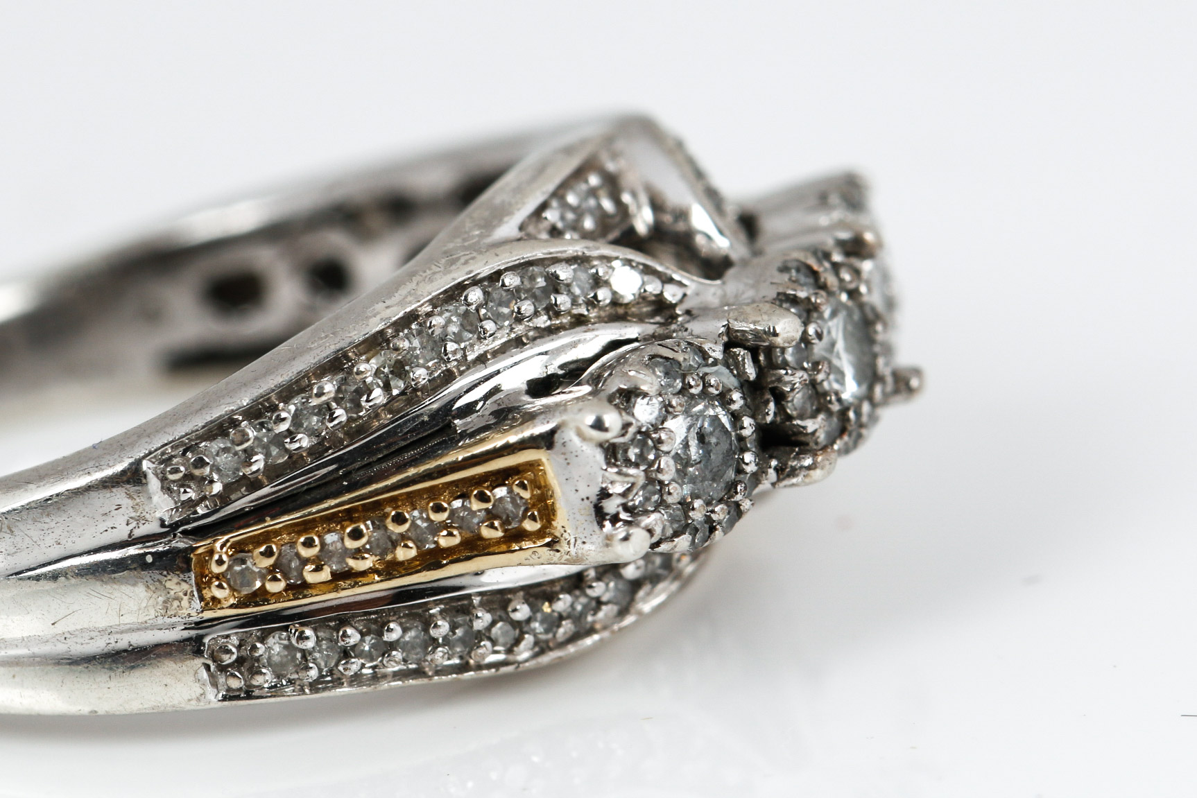 10K Yellow Gold, Sterling Silver and Diamond Ring