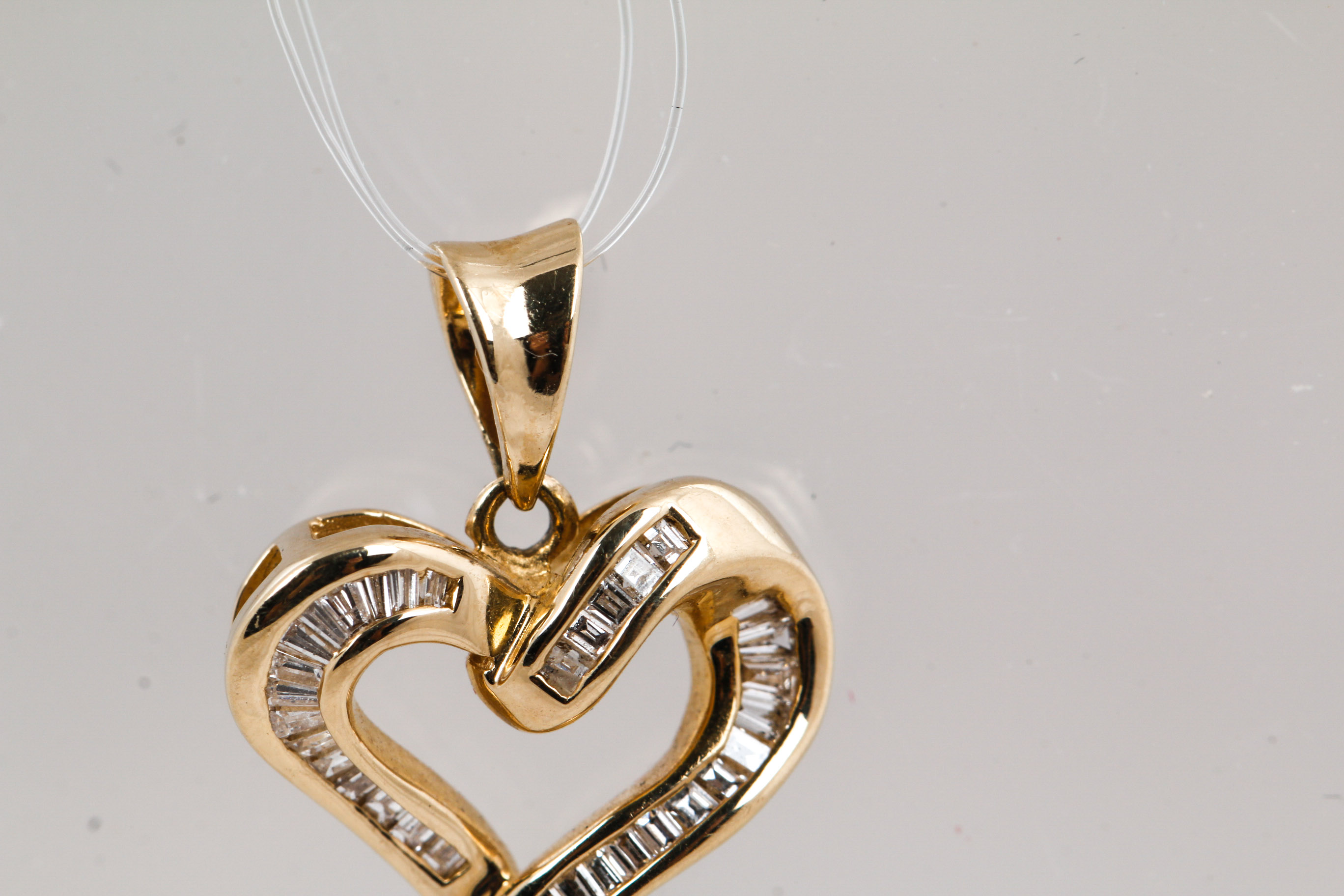 14K Yellow Gold Diamond Heart Pendant