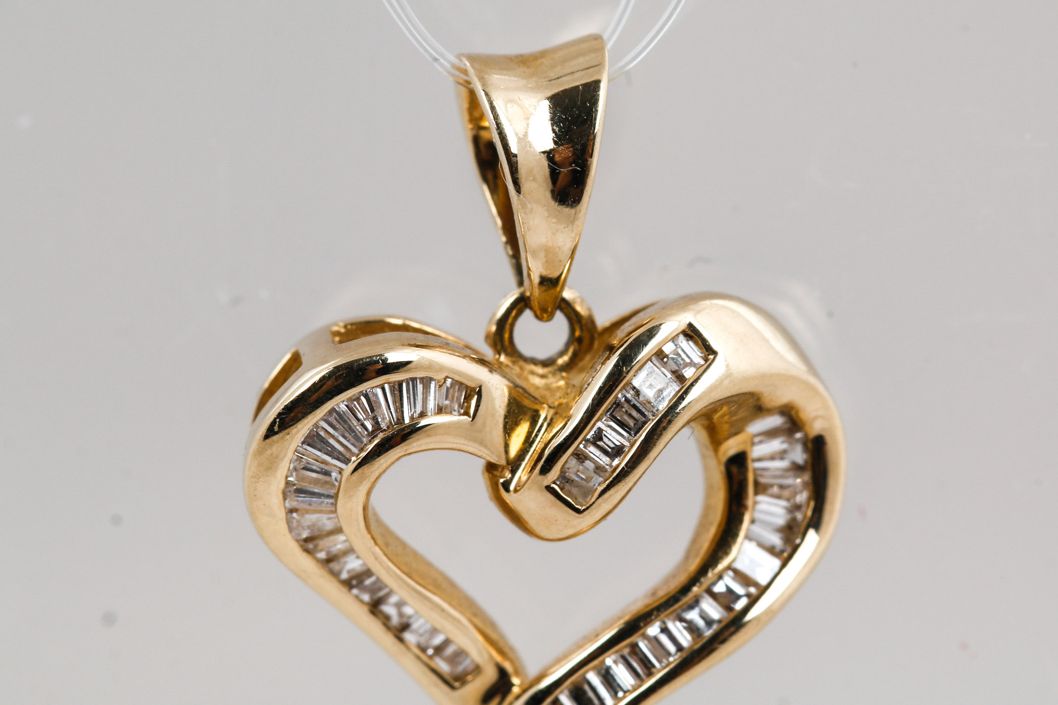 14K Yellow Gold Diamond Heart Pendant