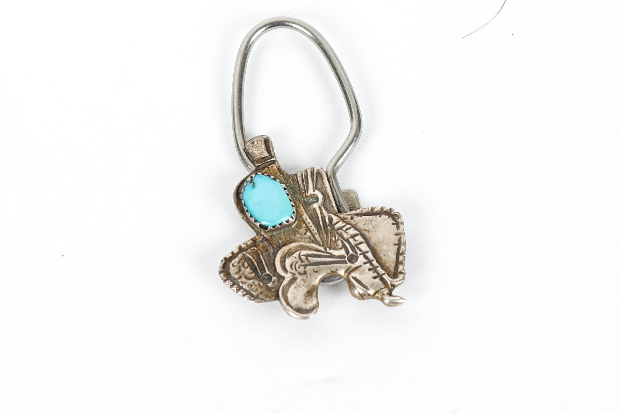 Sterling Silver Collar Clip with Turquoise and Coral, Money Clip and Key Holder