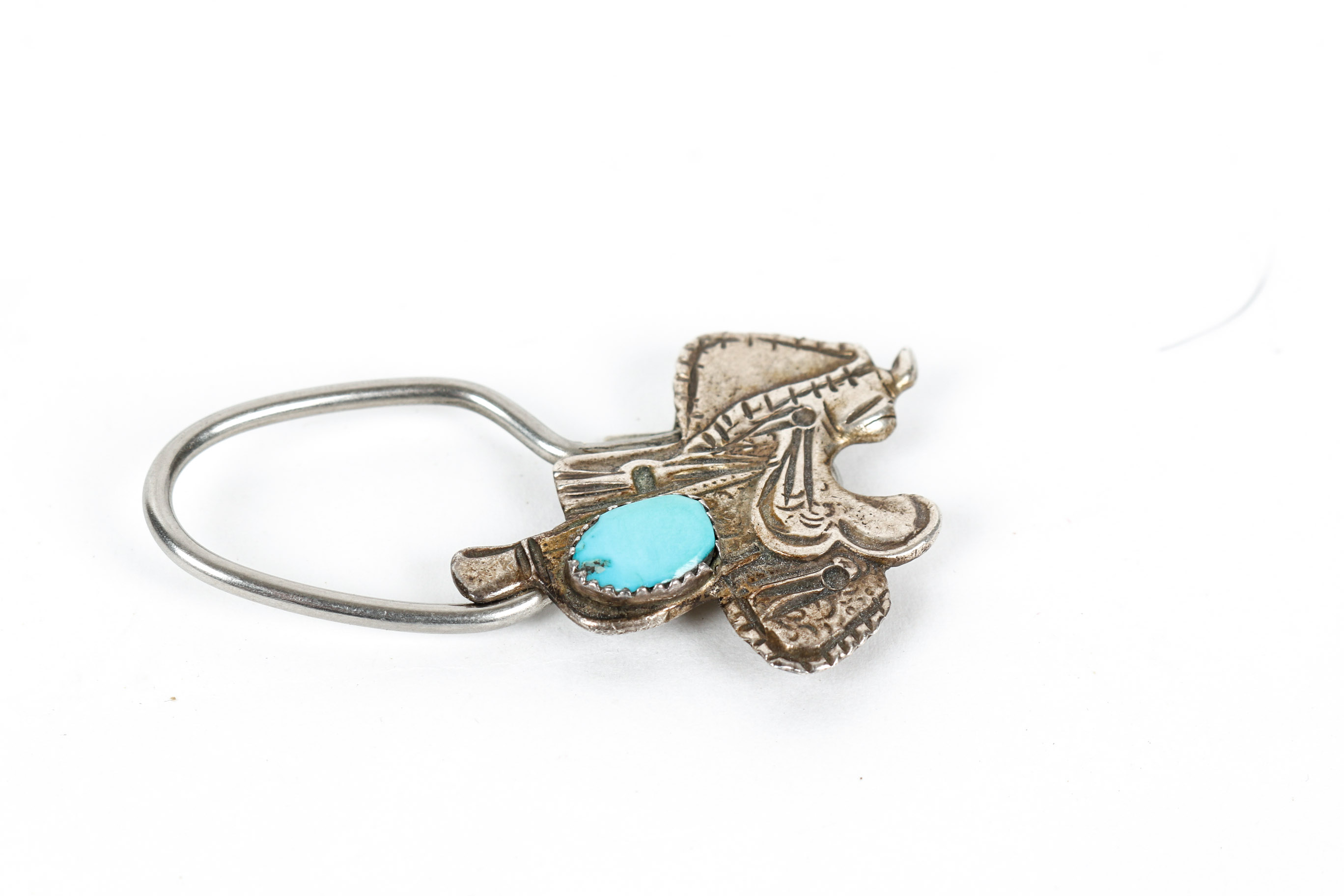 Sterling Silver Collar Clip with Turquoise and Coral, Money Clip and Key Holder