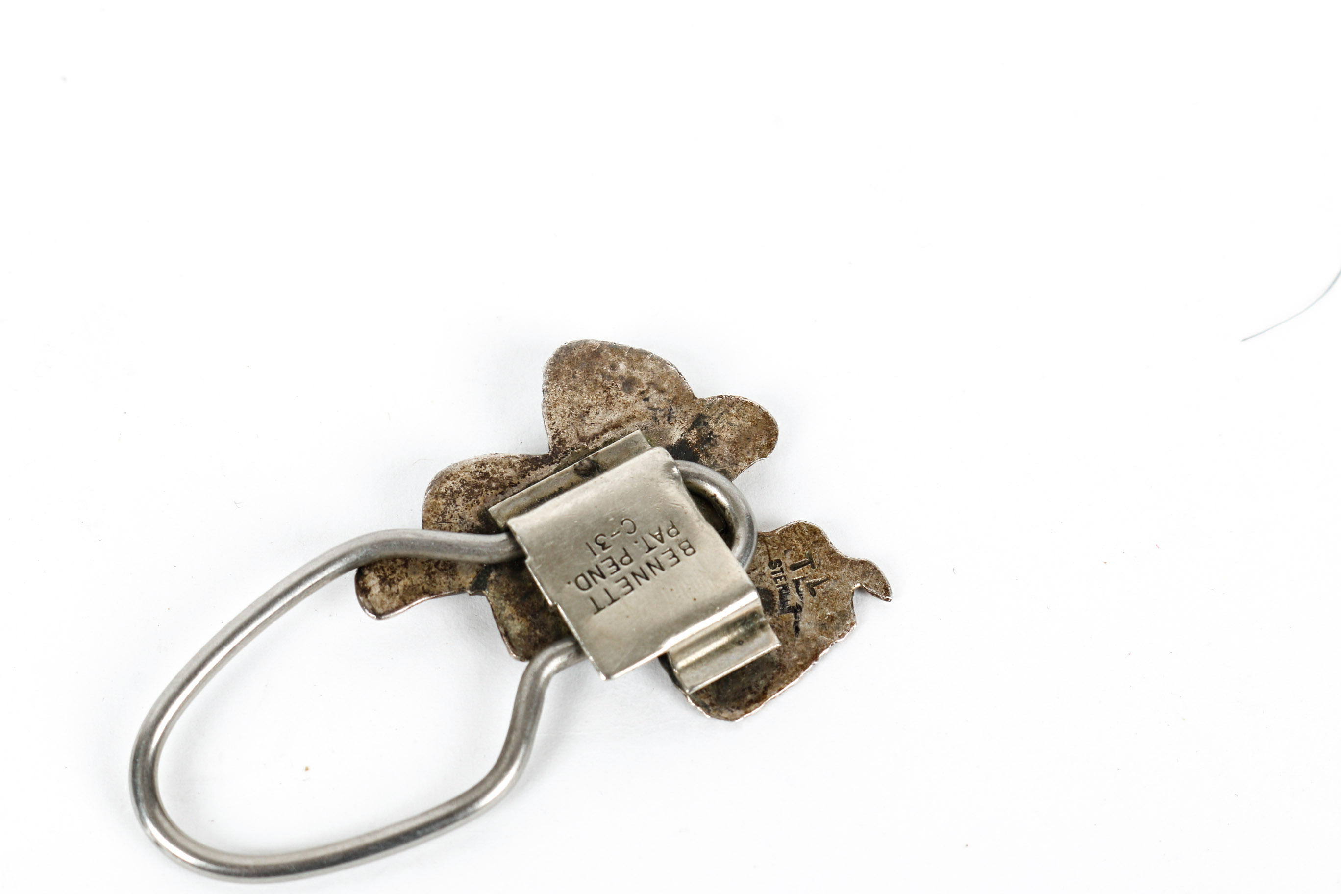 Sterling Silver Collar Clip with Turquoise and Coral, Money Clip and Key Holder