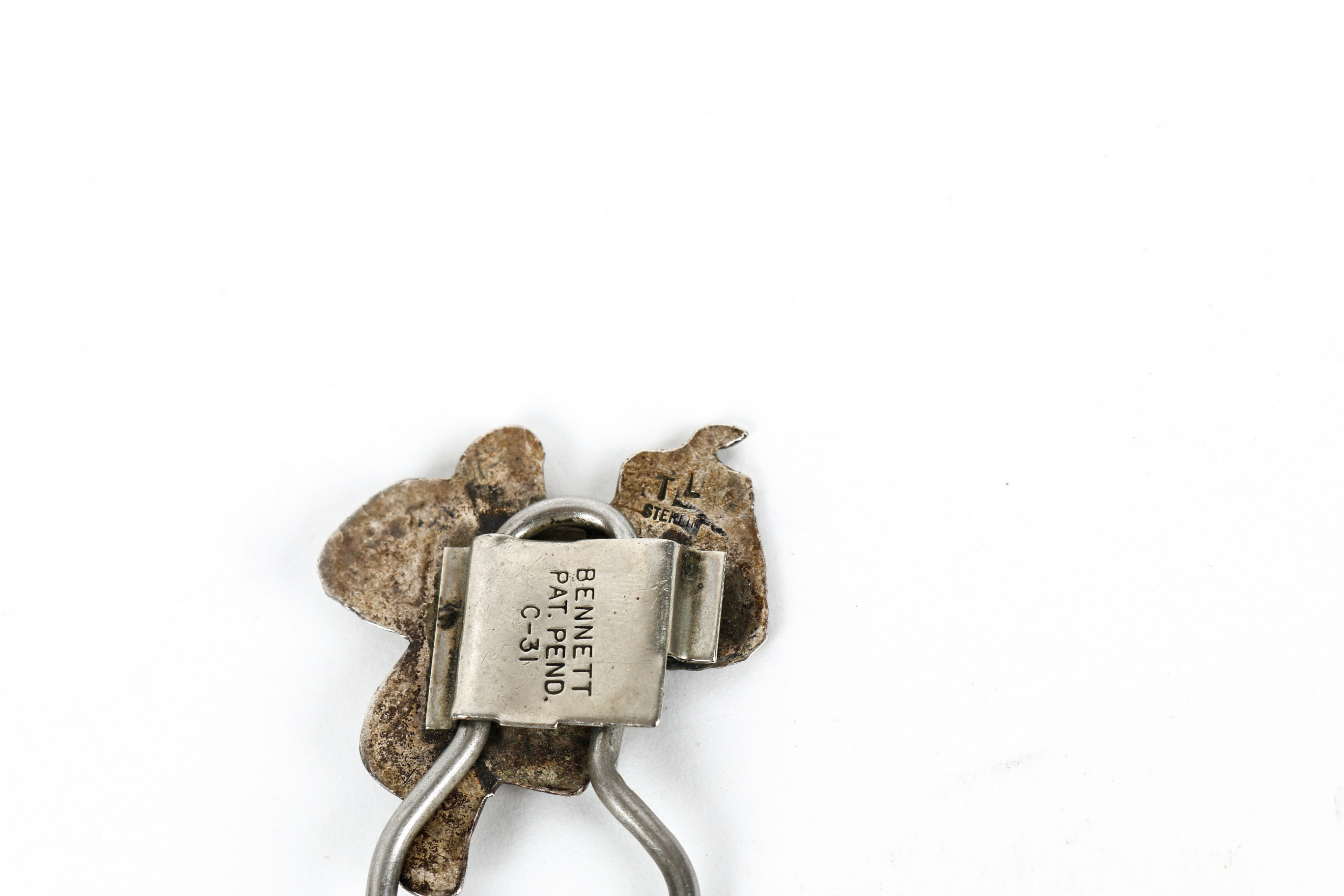 Sterling Silver Collar Clip with Turquoise and Coral, Money Clip and Key Holder