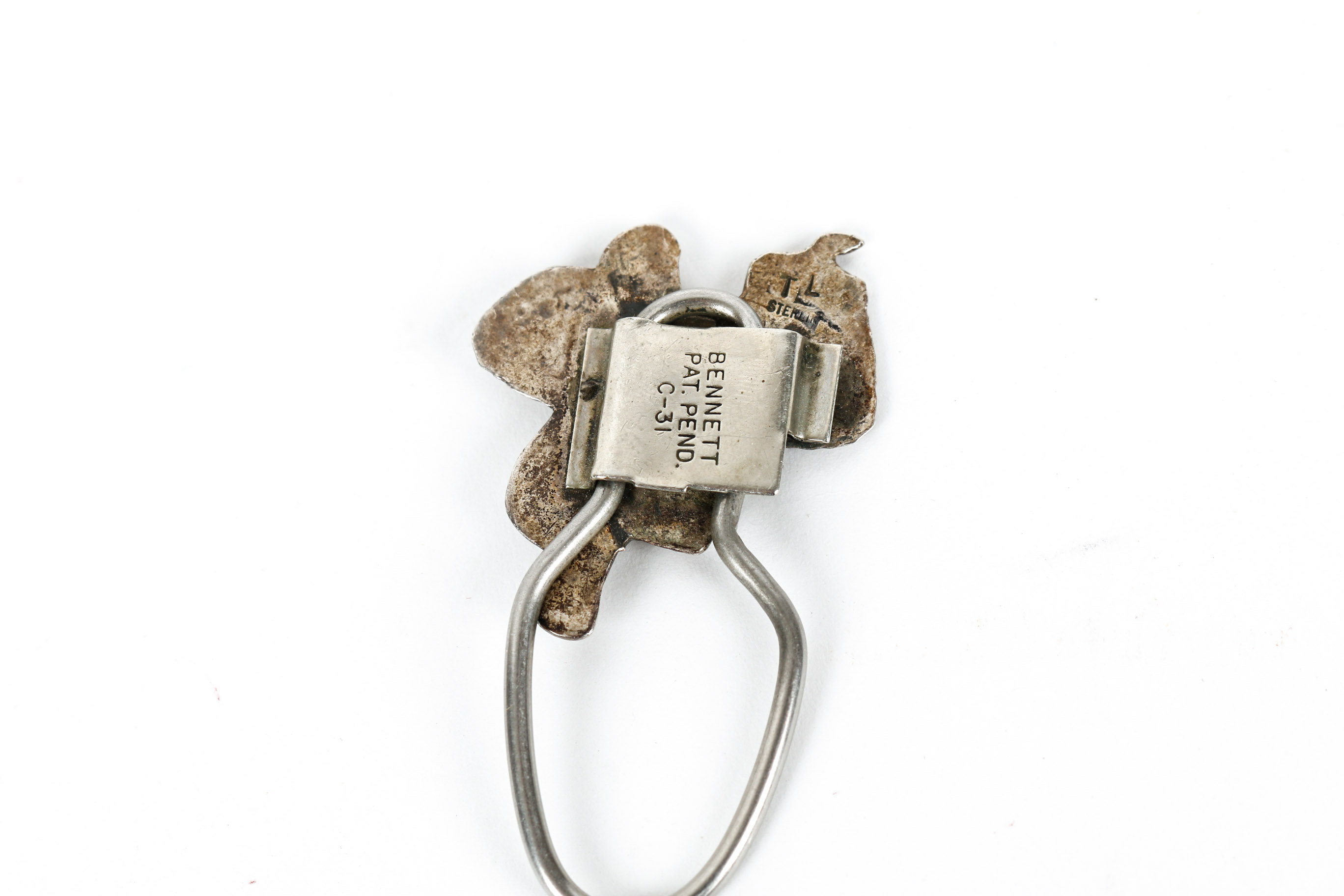 Sterling Silver Collar Clip with Turquoise and Coral, Money Clip and Key Holder