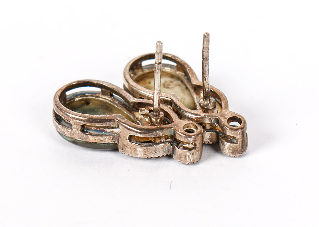 Sterling and Abalone Bracelet with Marcasite Earrings and Necklace with Pendant