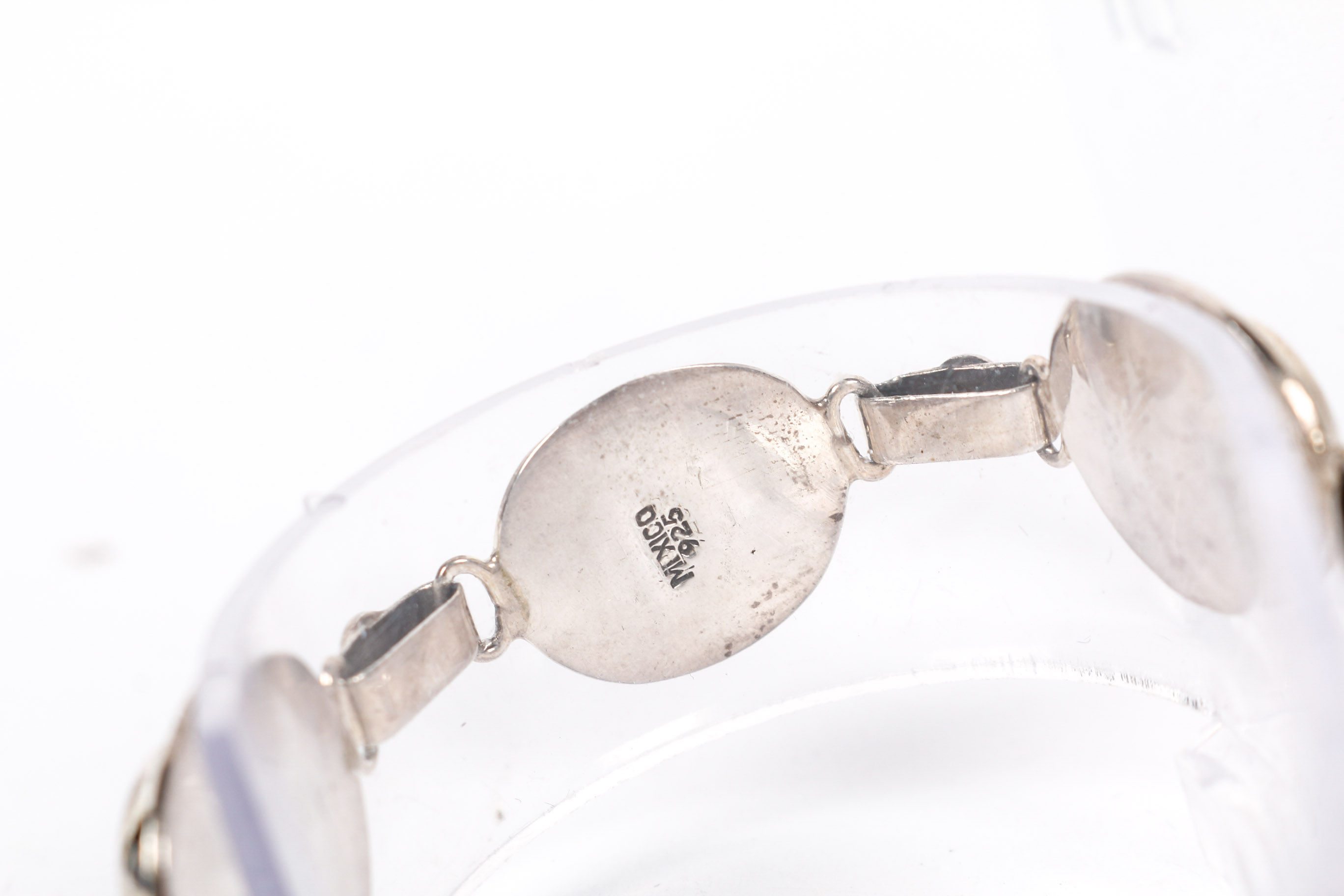 Sterling and Abalone Bracelet with Marcasite Earrings and Necklace with Pendant